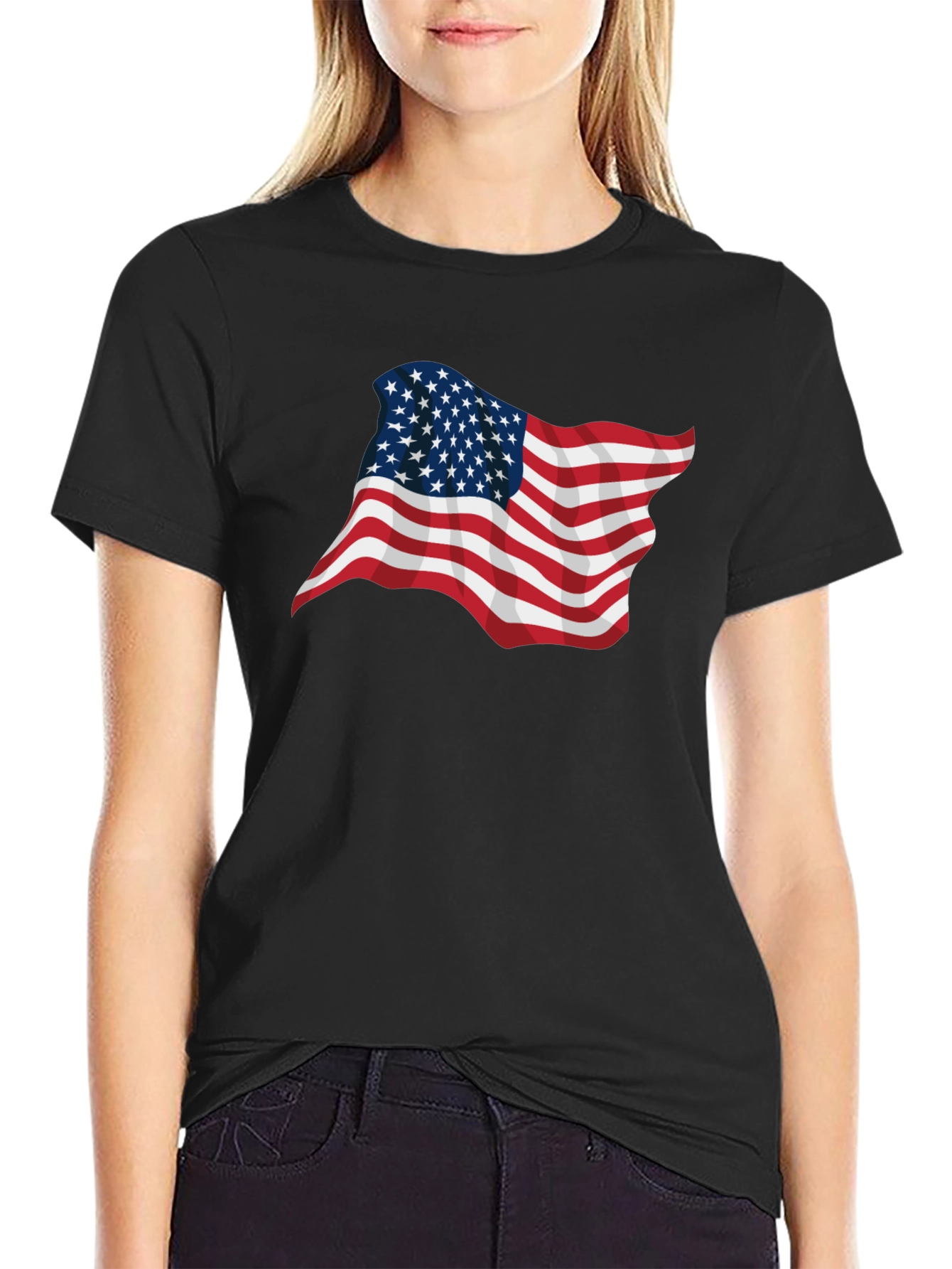 American Flag Graphic Black T-Shirt