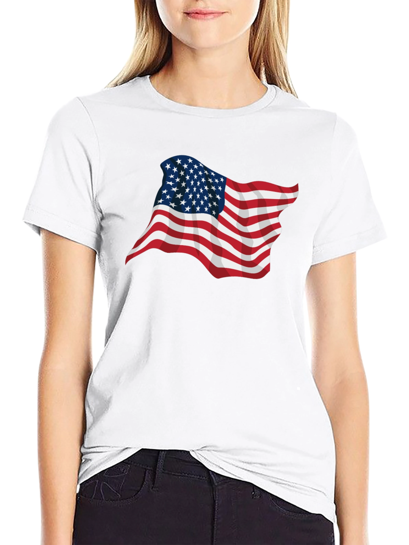 American Flag Graphic Black T-Shirt