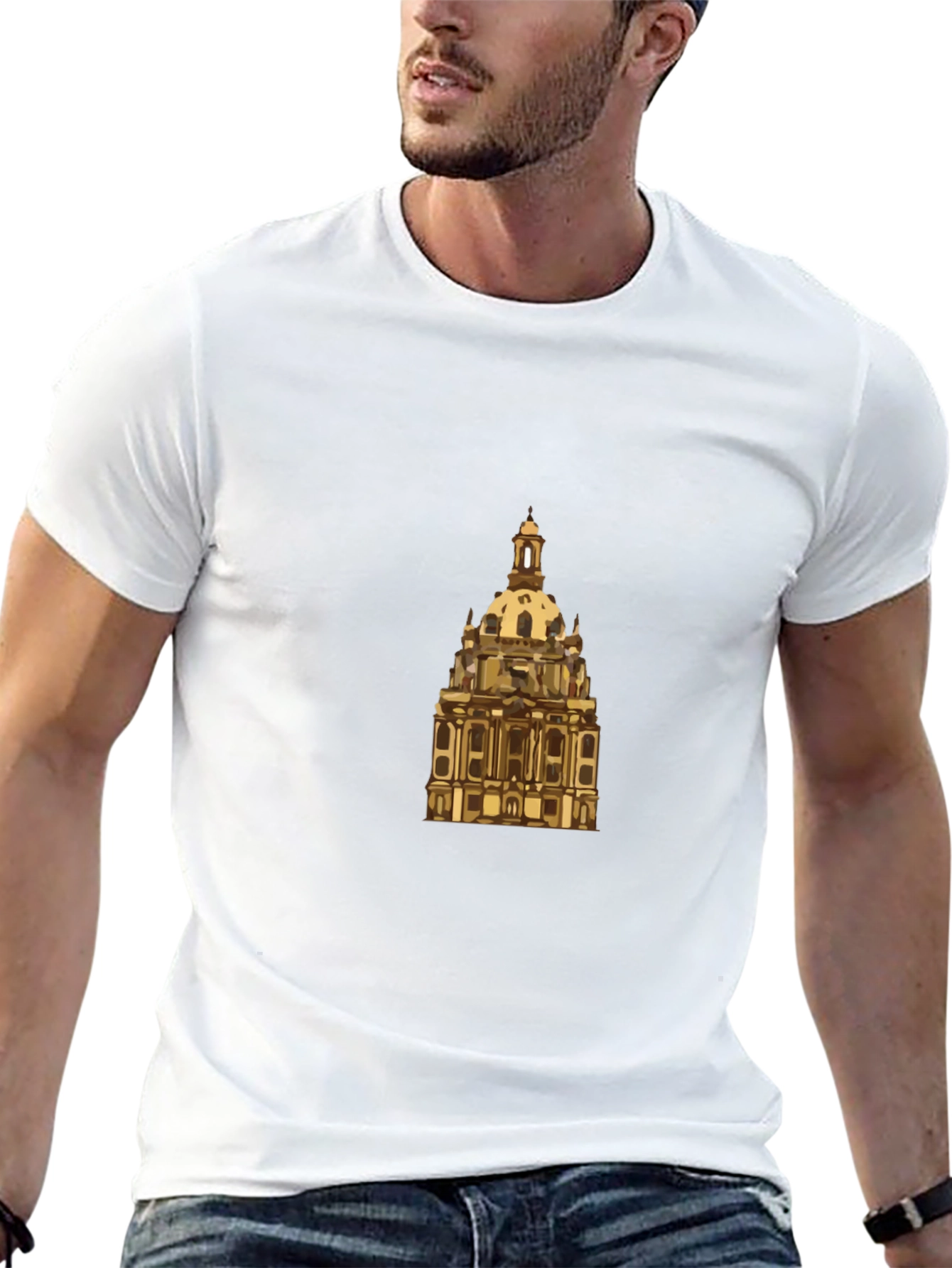 Dresden Frauenkirche Graphic Tee - Black Cotton Casual Shirt