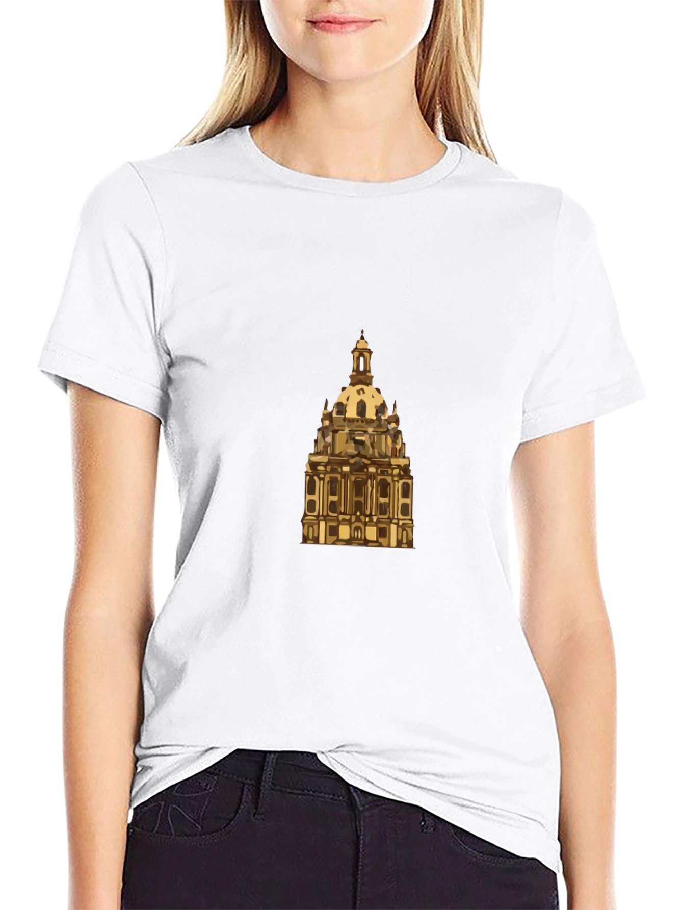 Dresden Frauenkirche Graphic Tee - Black Cotton Casual Shirt