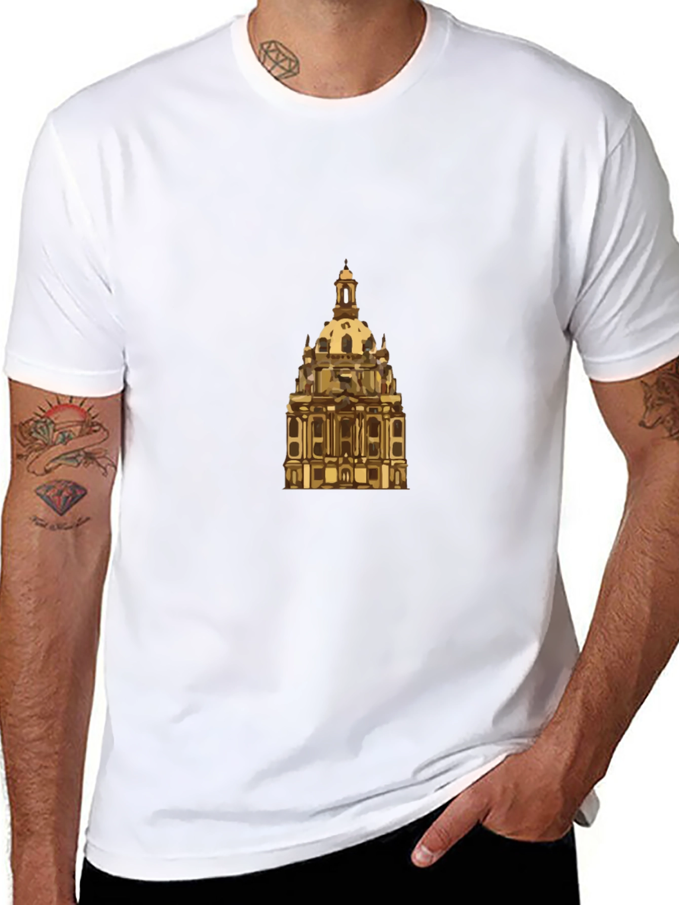 Dresden Frauenkirche Graphic Tee - Black Cotton Casual Shirt