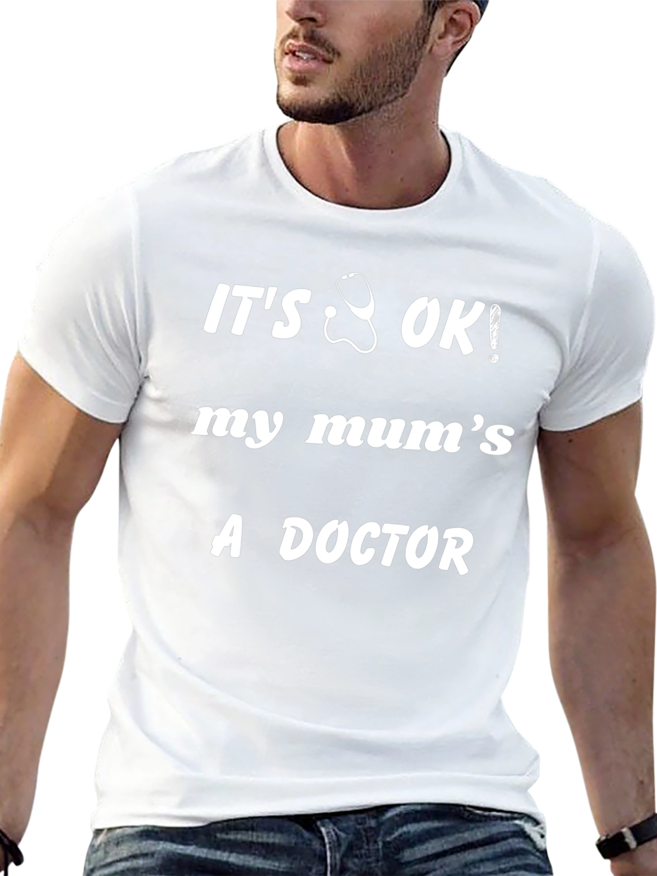 Its OK My Mums a Doctor Black T-Shirt