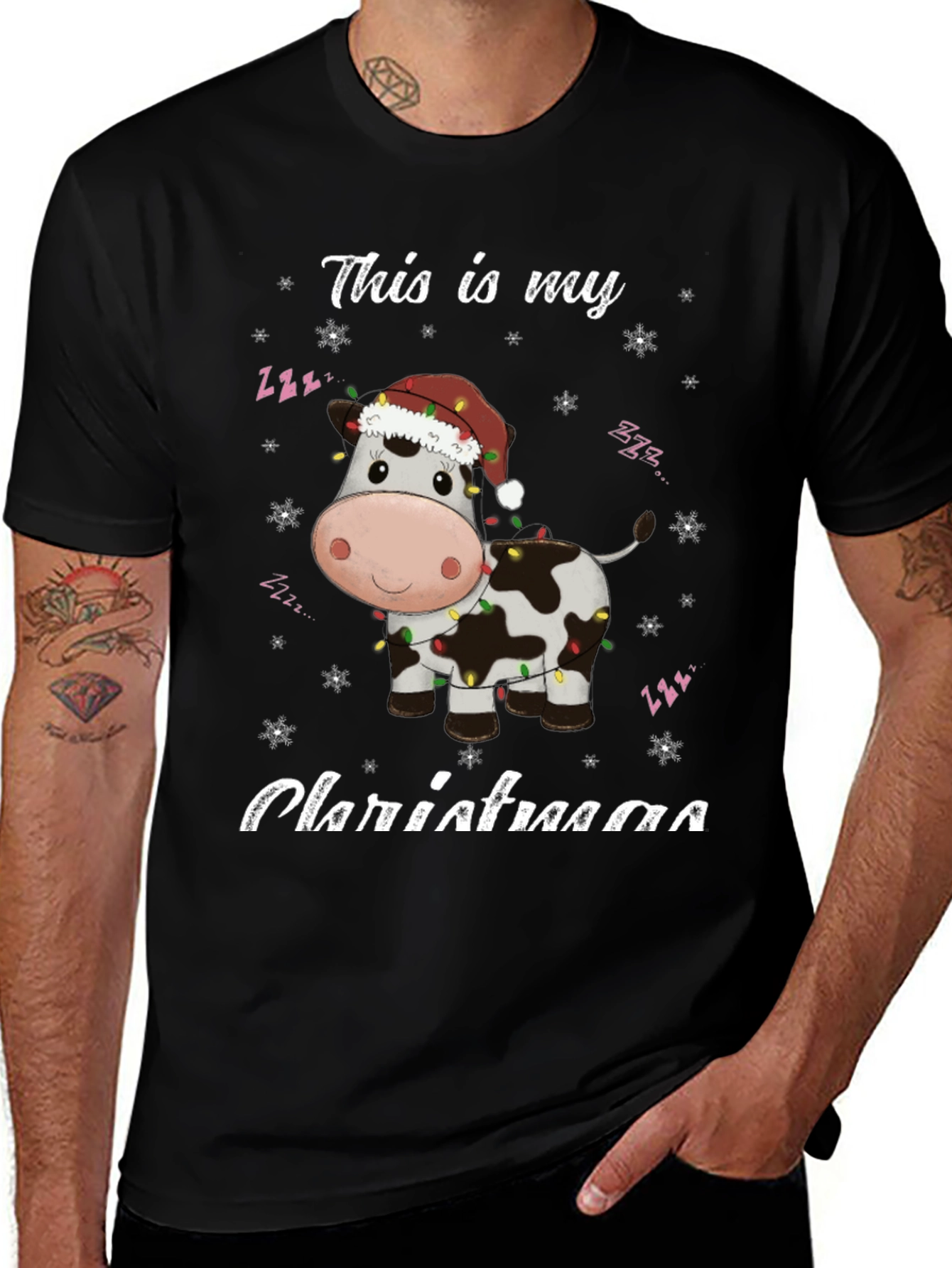 Festive Cow Christmas T-Shirt