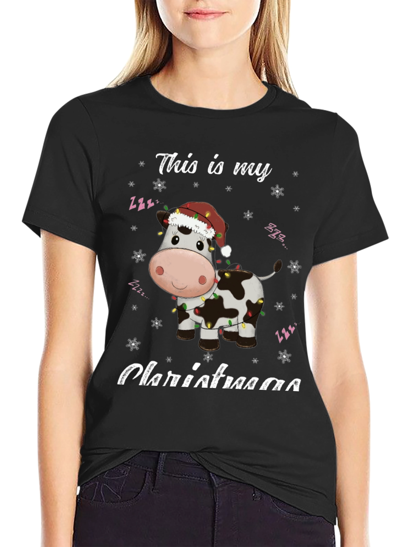 Festive Cow Christmas T-Shirt