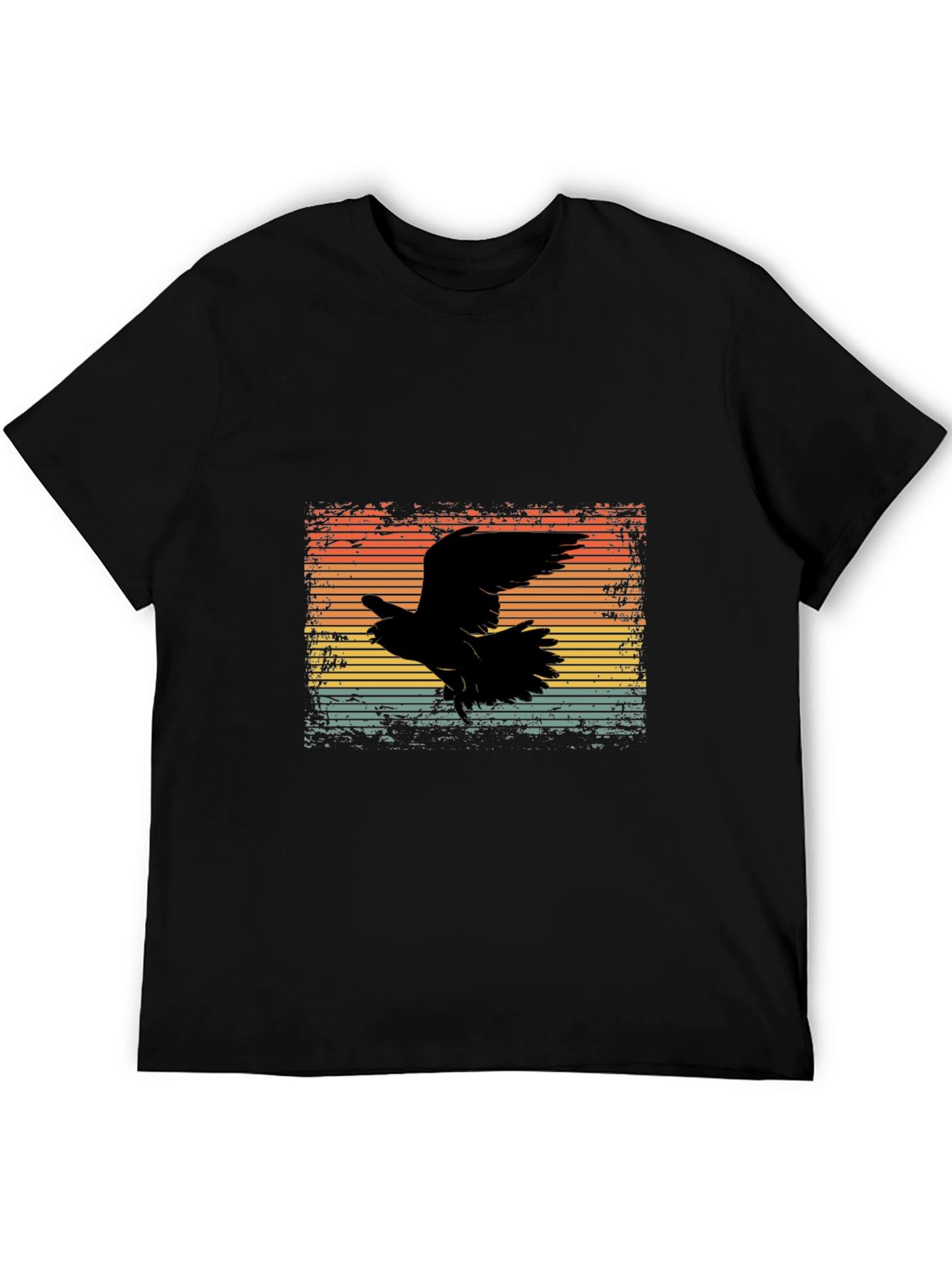 Retro Raven Graphic Tee - Mens Black T-Shirt