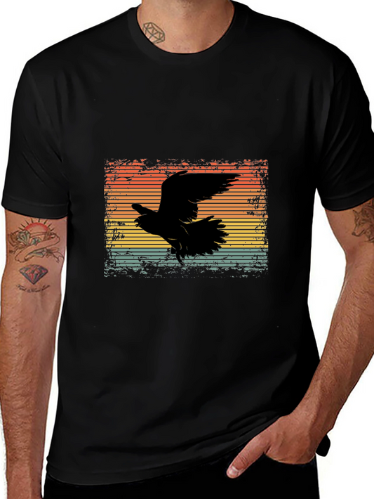 Retro Raven Graphic Tee - Mens Black T-Shirt