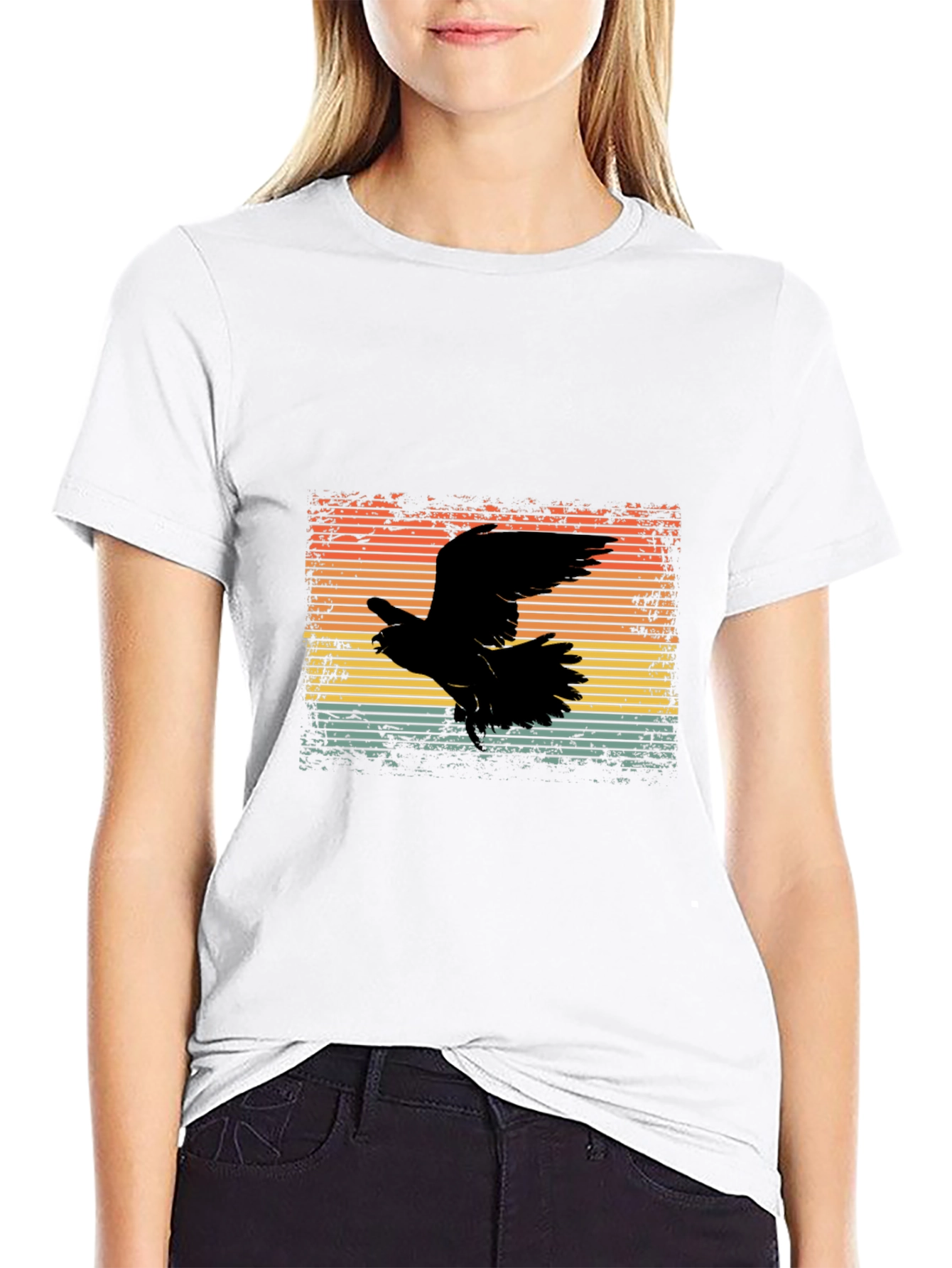 Retro Raven Graphic Tee - Mens Black T-Shirt