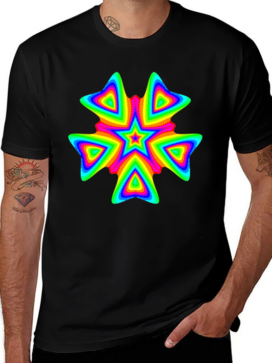 Vivid Psychedelic Starburst Graphic Black T-Shirt