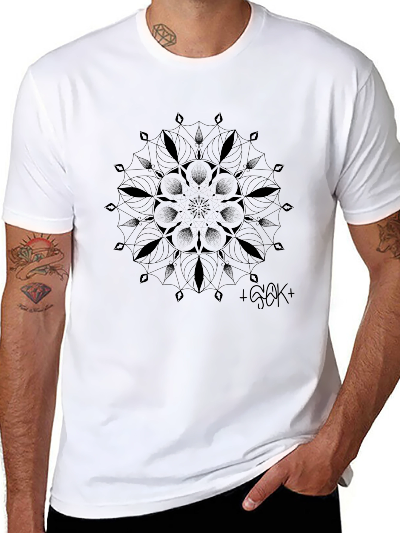 Geometric Mandala Graphic Black T-Shirt