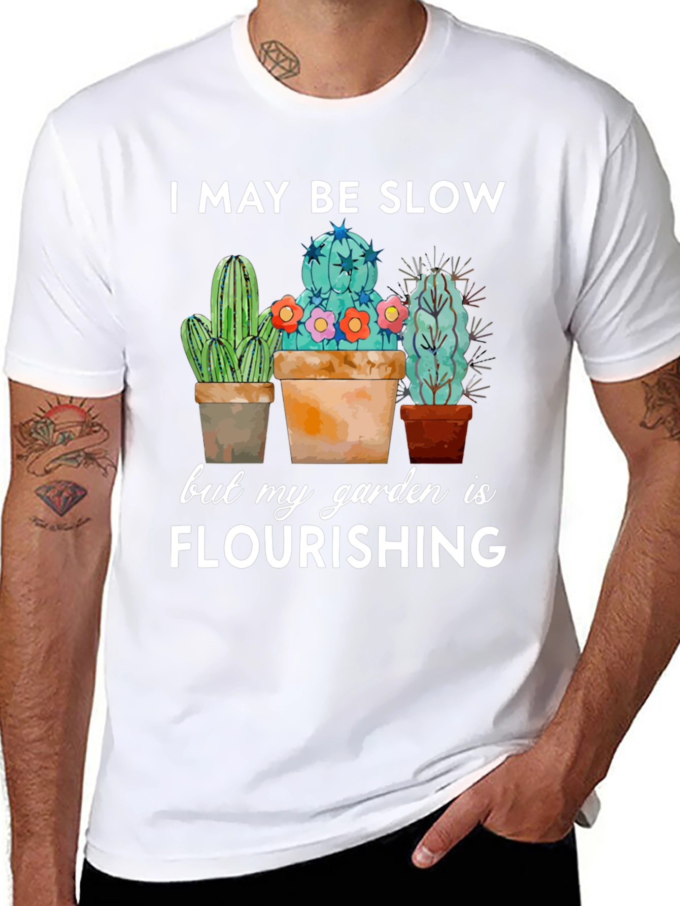 Funny Cactus Garden T-Shirt - I May Be Slow