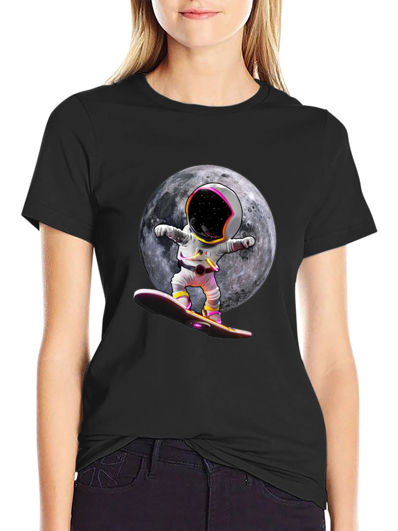 Astronaut Moon Surfing Graphic Tee