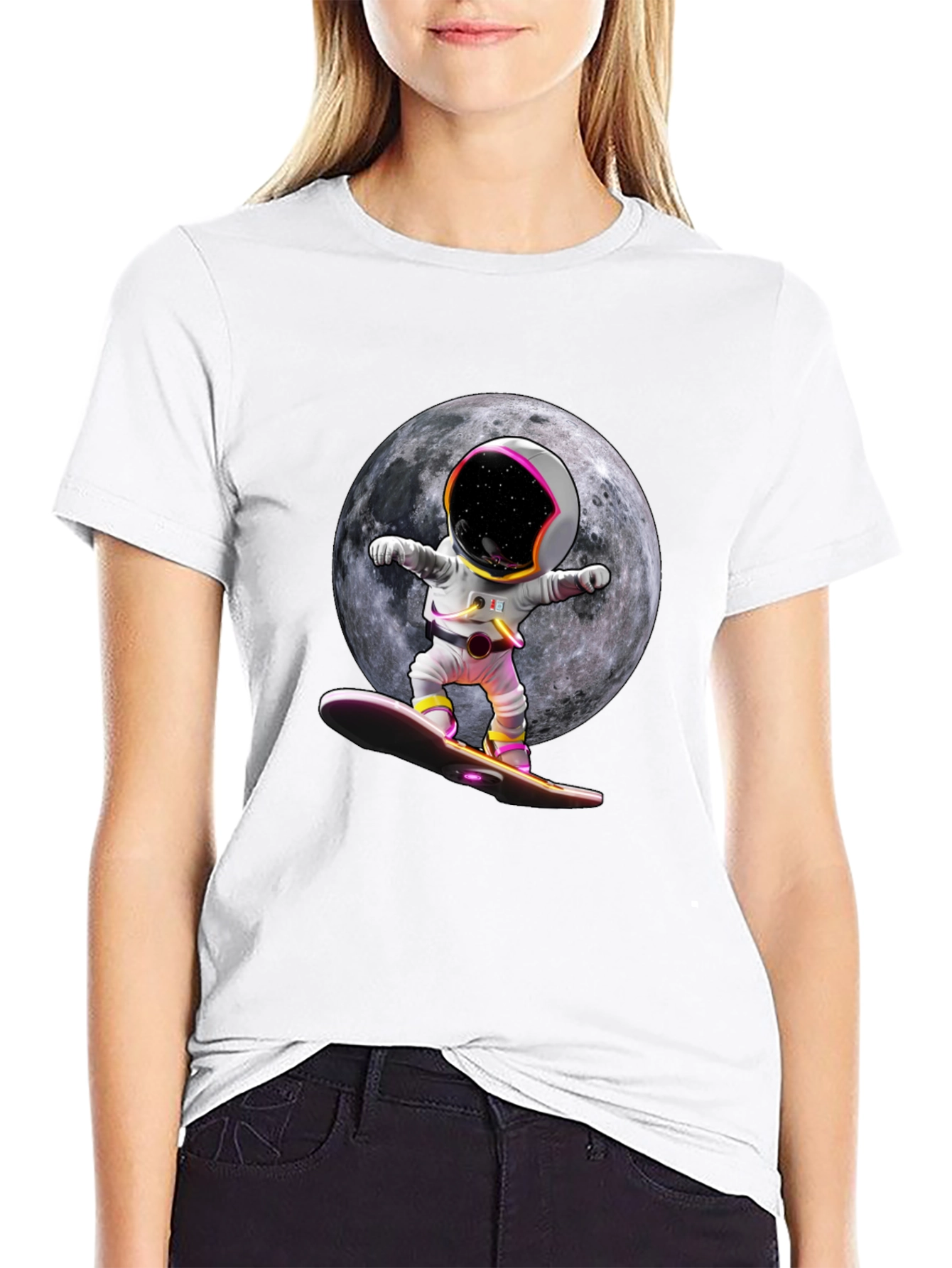 Astronaut Moon Surfing Graphic Tee