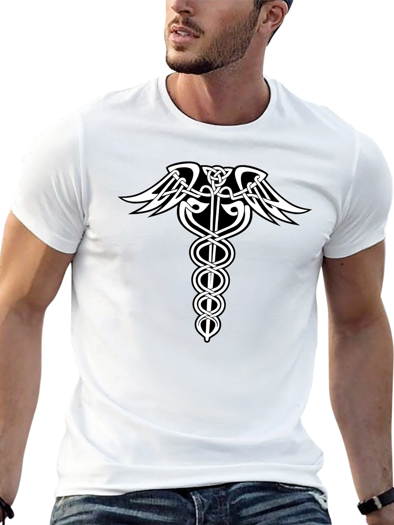 Celtic Caduceus T-Shirt - Medical Symbol Graphic Tee