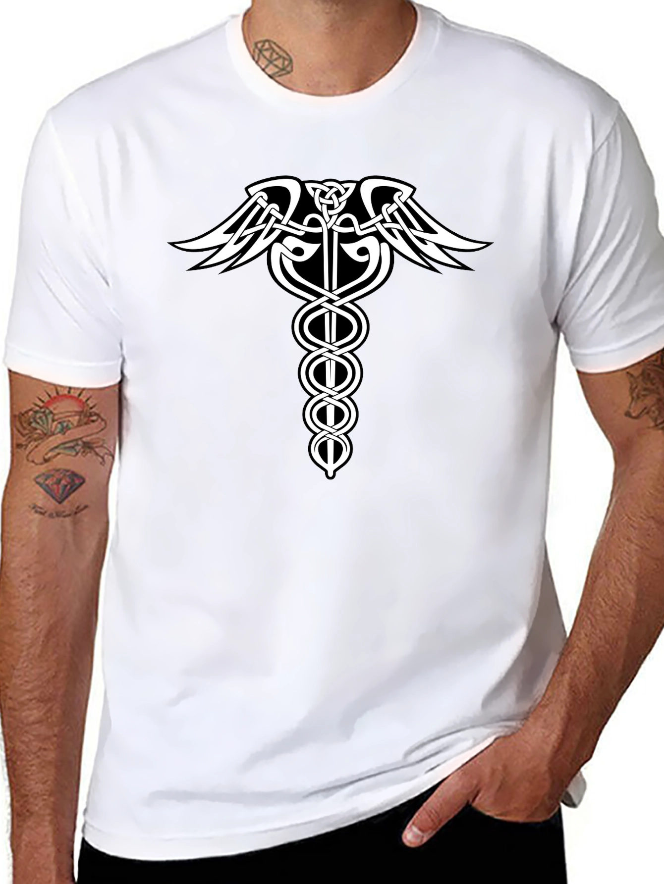 Celtic Caduceus T-Shirt - Medical Symbol Graphic Tee