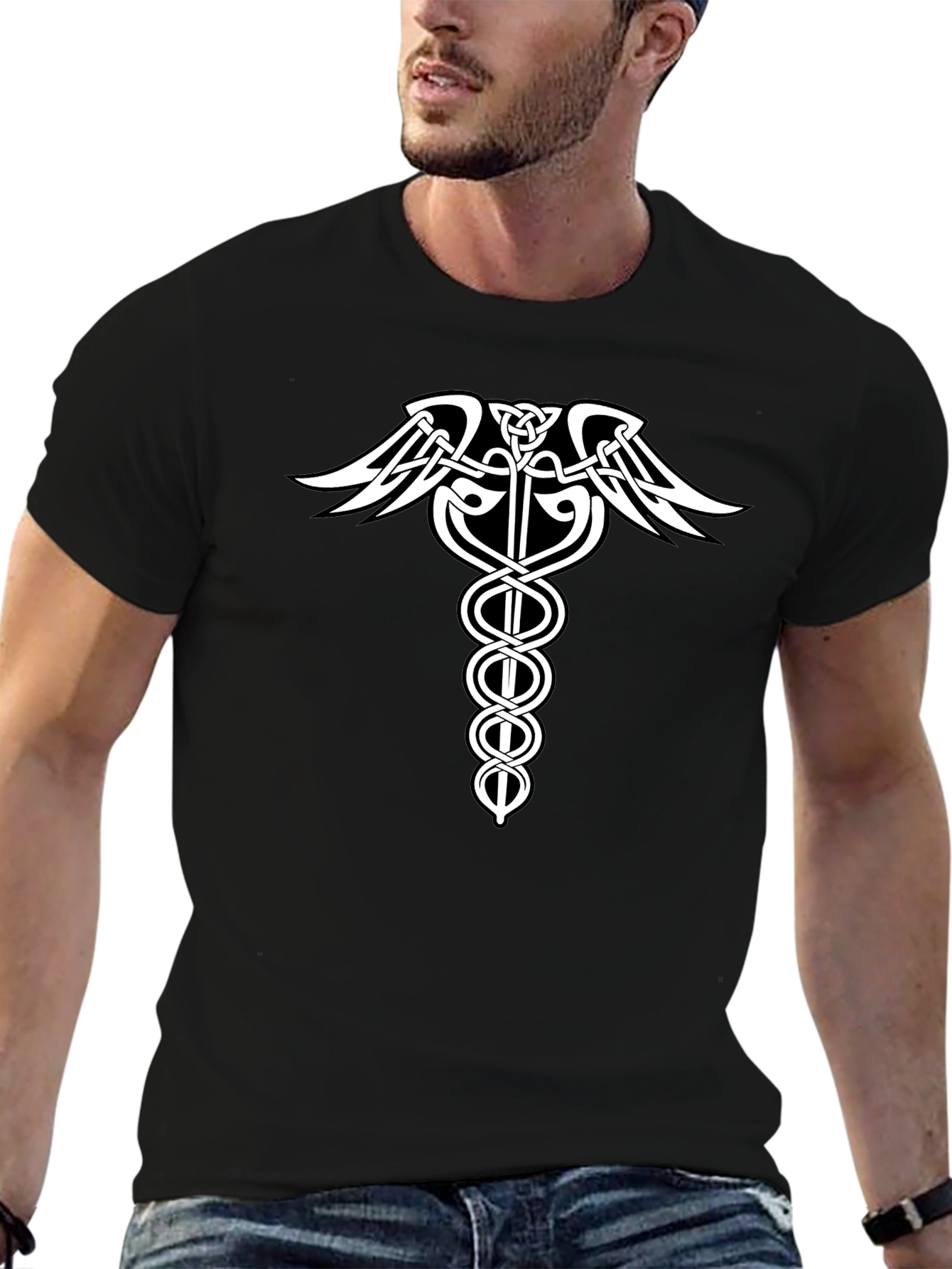 Celtic Caduceus T-Shirt - Medical Symbol Graphic Tee