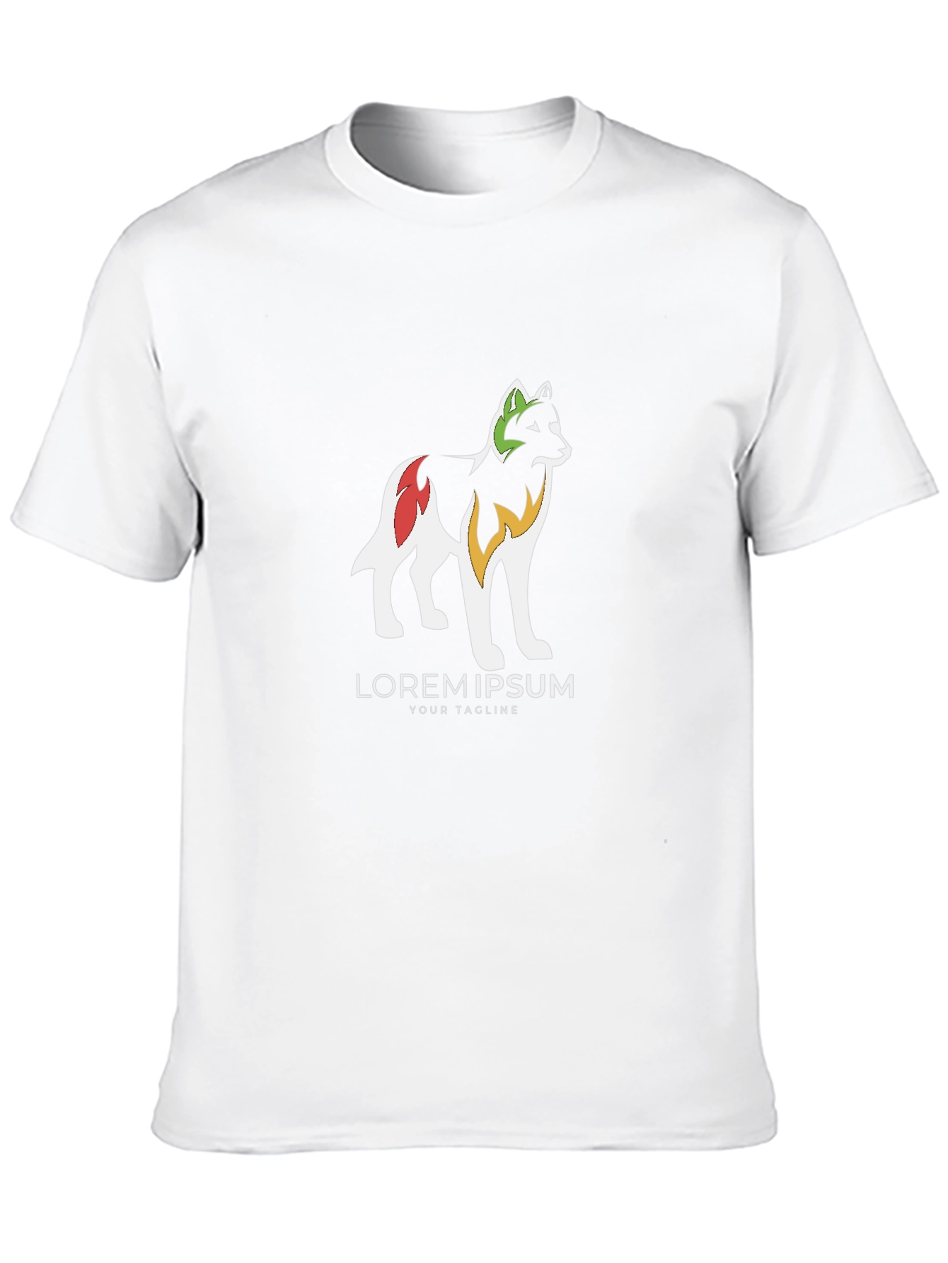 Black Graphic Tee - Stylized Wolf Design