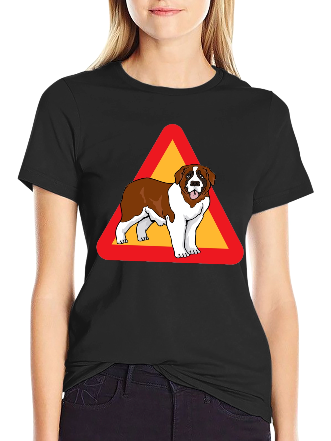 Saint Bernard Dog Warning Sign T-Shirt