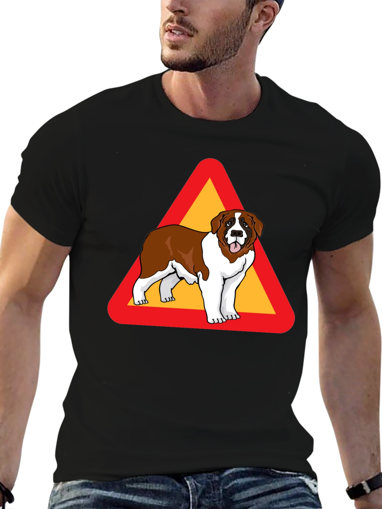 Saint Bernard Dog Warning Sign T-Shirt