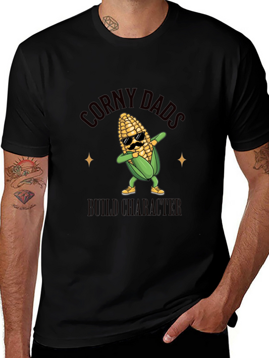 Corny Dads Build Character Funny Corn Graphic T-Shirt