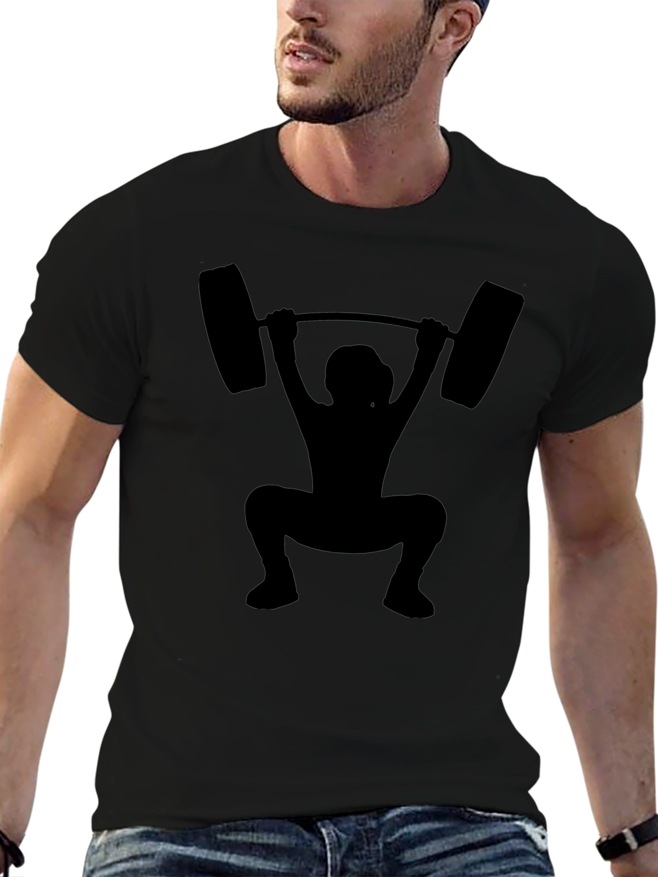 Weightlifting Silhouette Black T-Shirt
