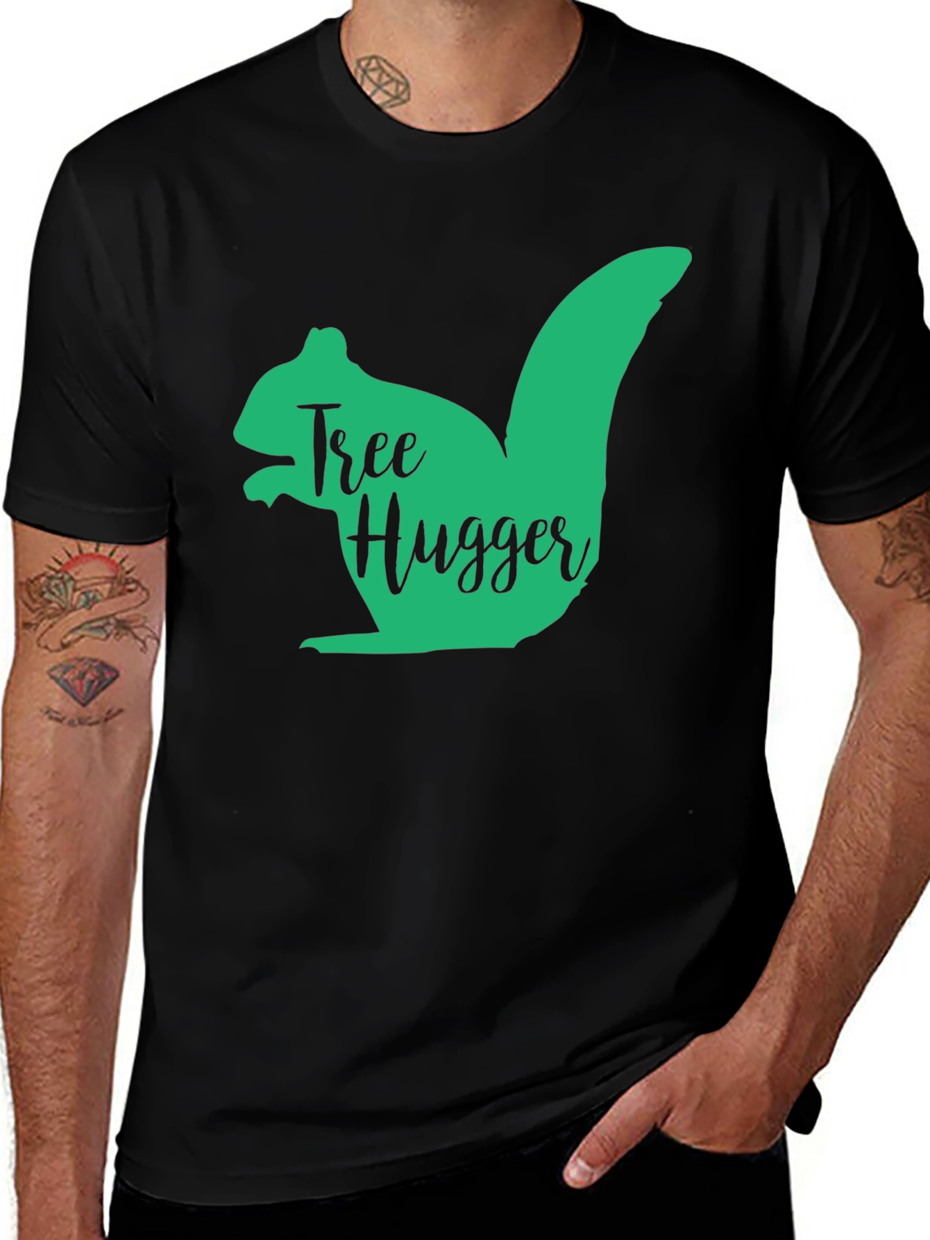 Tree Hugger Squirrel Graphic T-Shirt