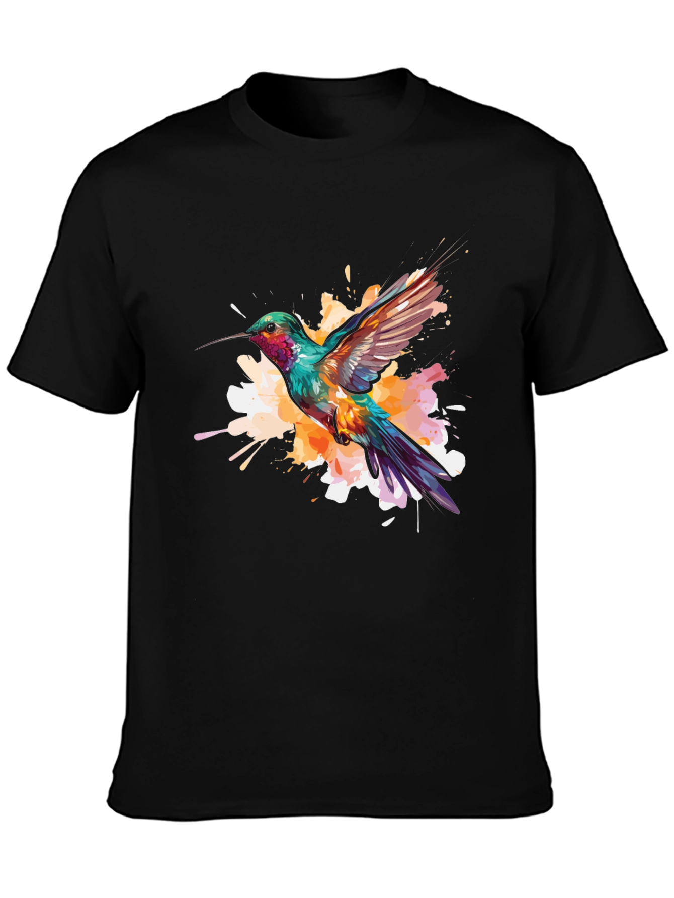 Hummingbird Splash Graphic Black Tee
