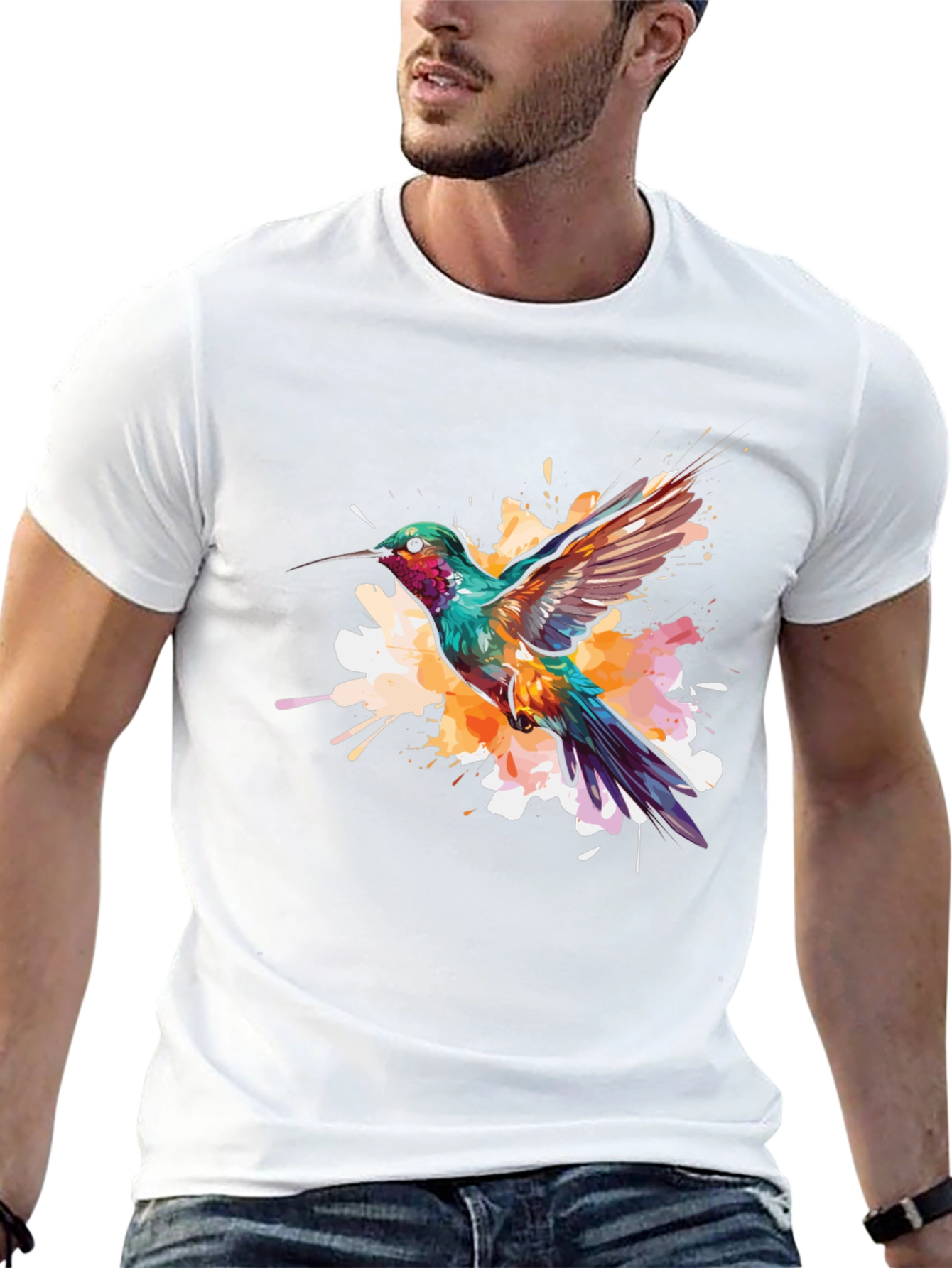 Hummingbird Splash Graphic Black Tee