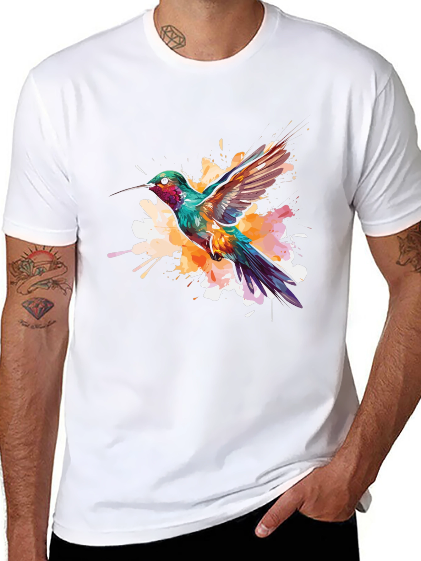 Hummingbird Splash Graphic Black Tee