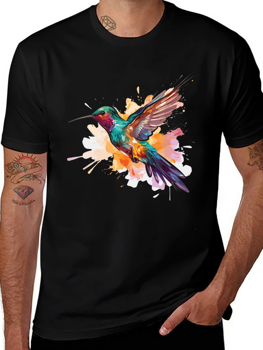 Hummingbird Splash Graphic Black Tee