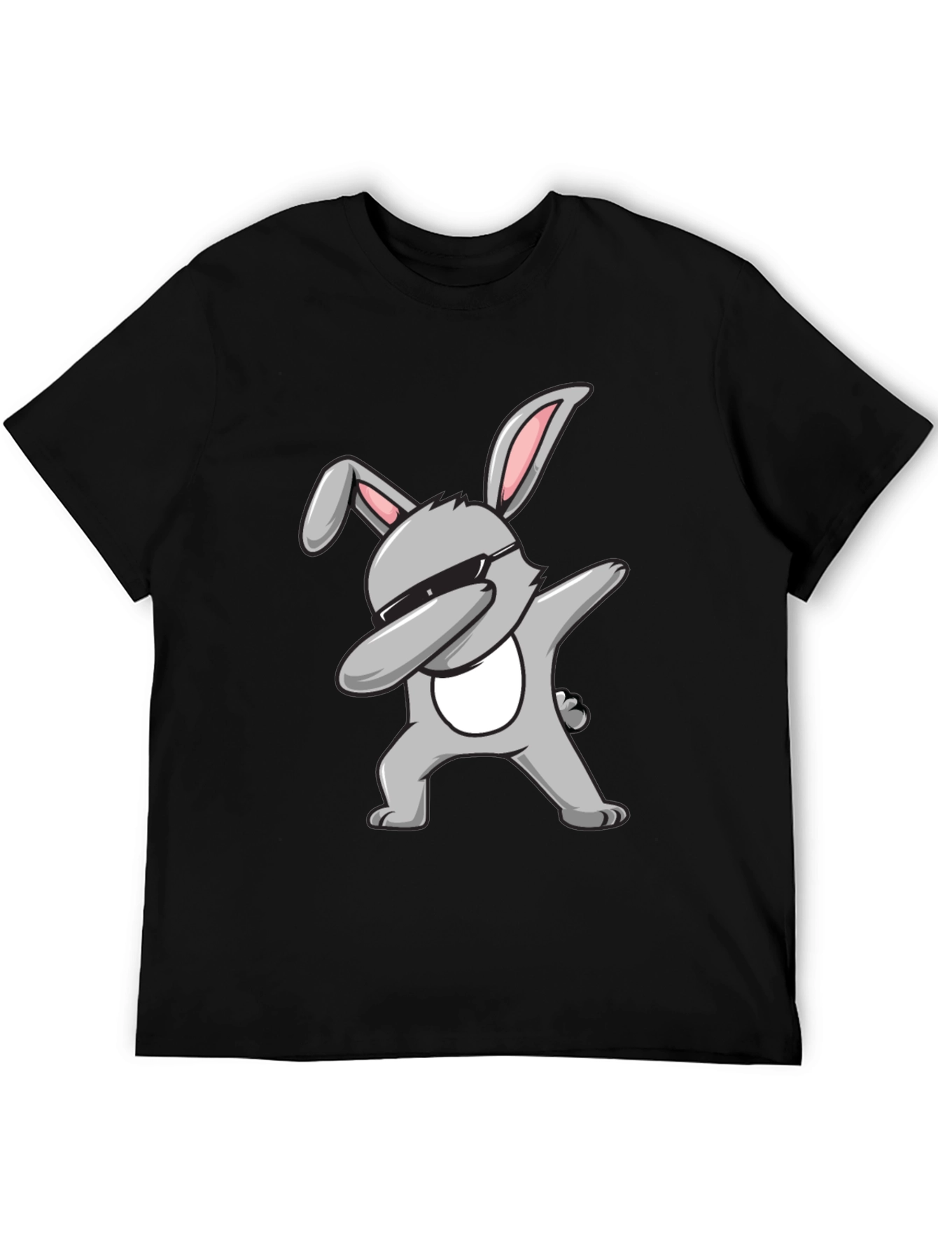 Dabbing Bunny Graphic Tee - Black Cotton T-Shirt