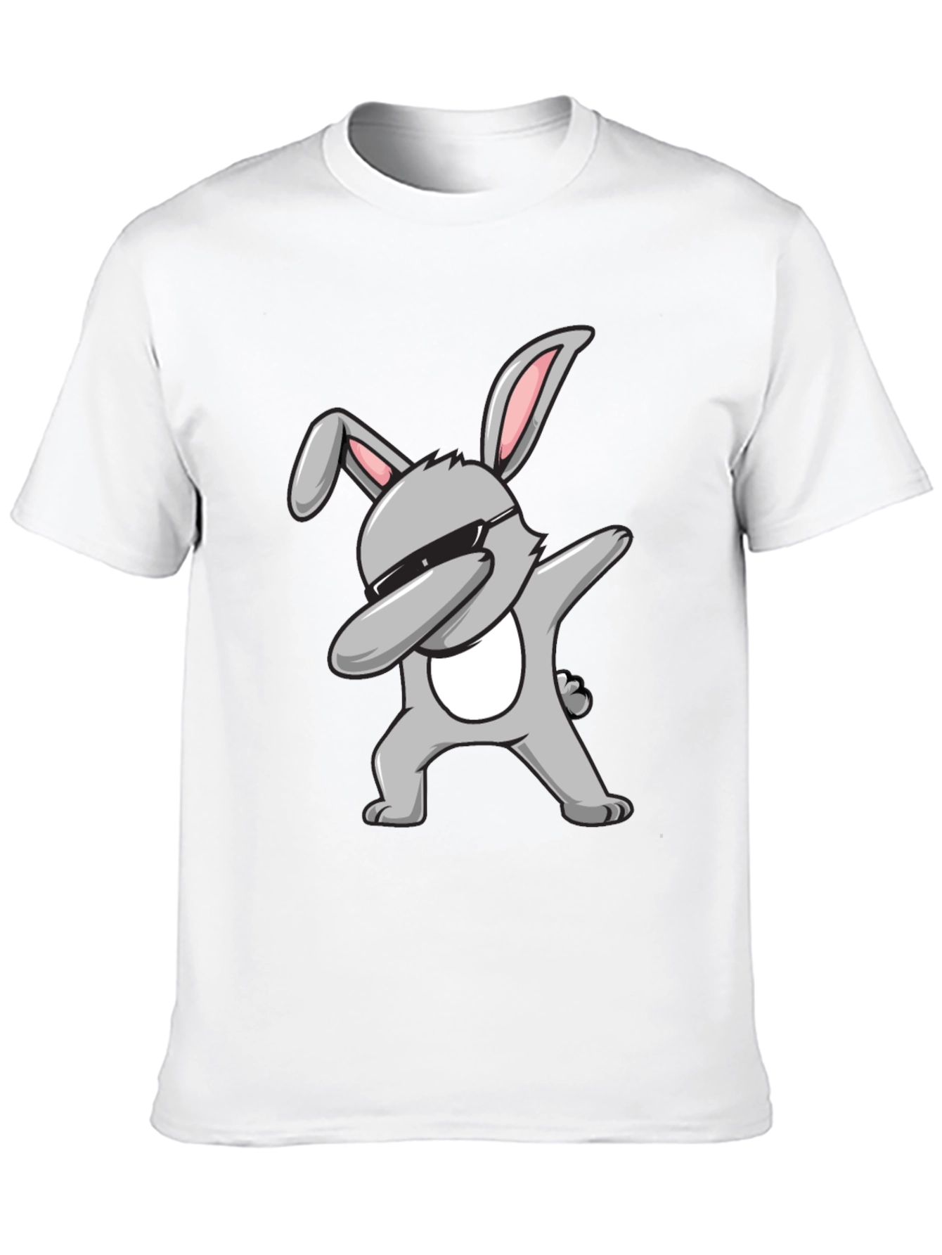 Dabbing Bunny Graphic Tee - Black Cotton T-Shirt