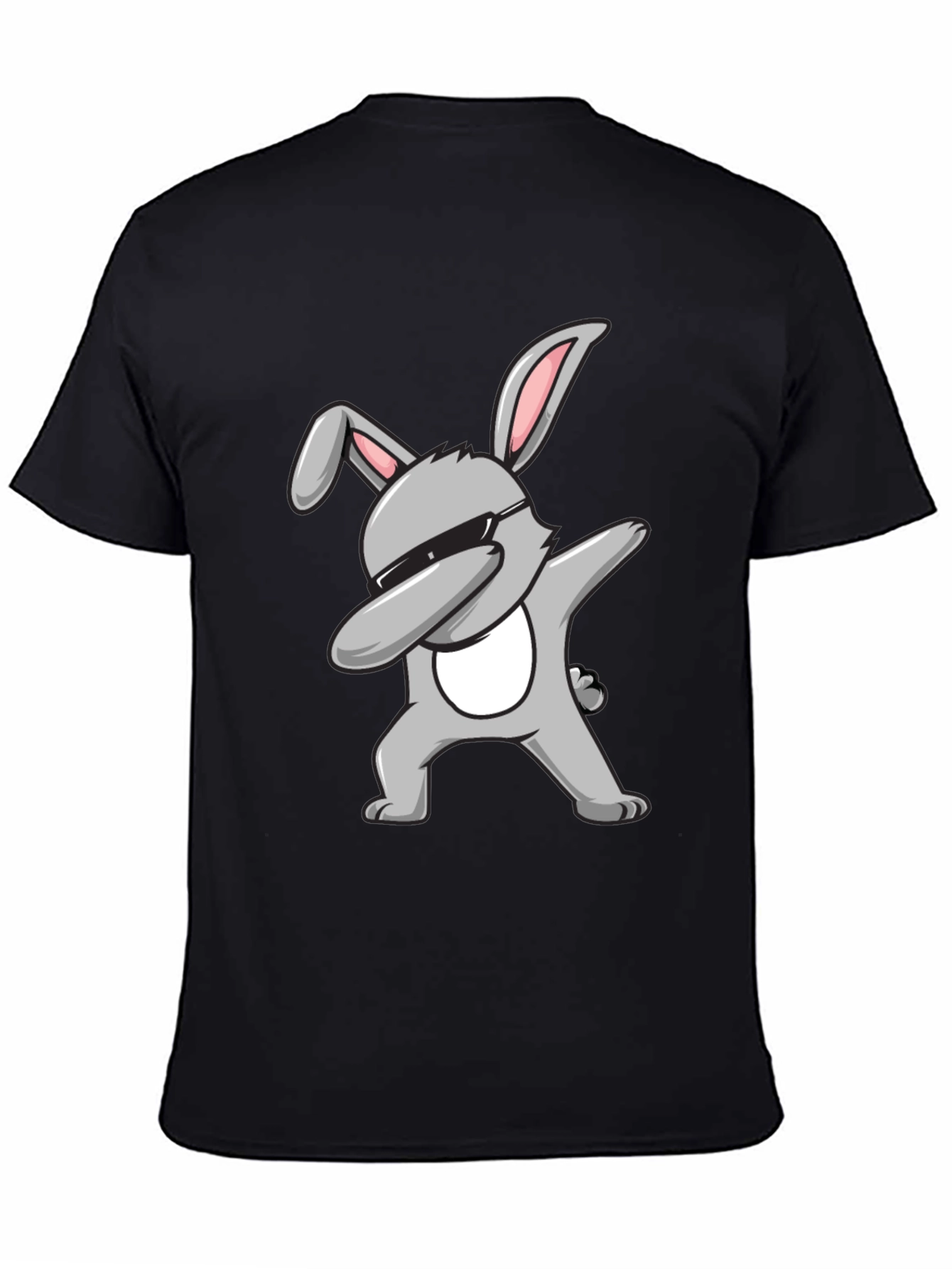 Dabbing Bunny Graphic Tee - Black Cotton T-Shirt