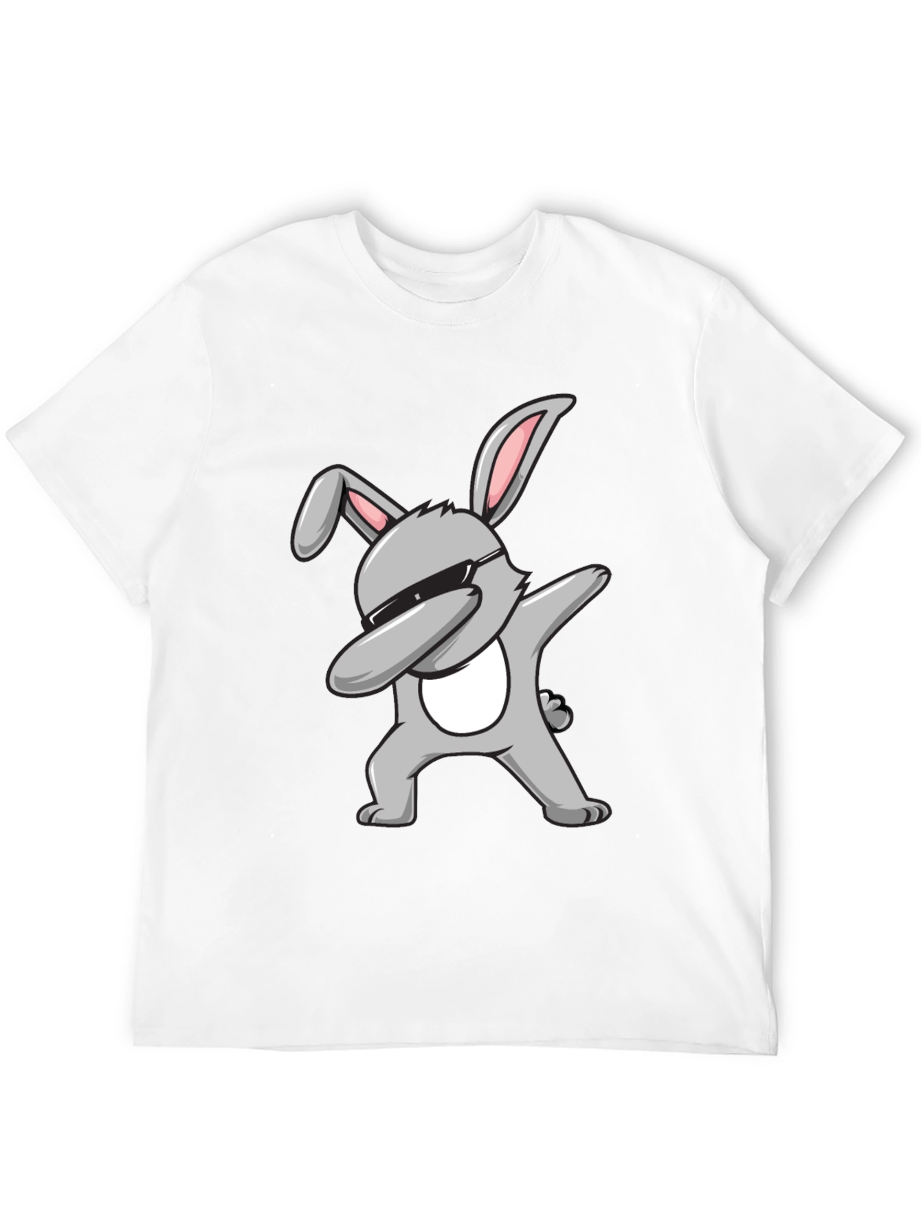 Dabbing Bunny Graphic Tee - Black Cotton T-Shirt