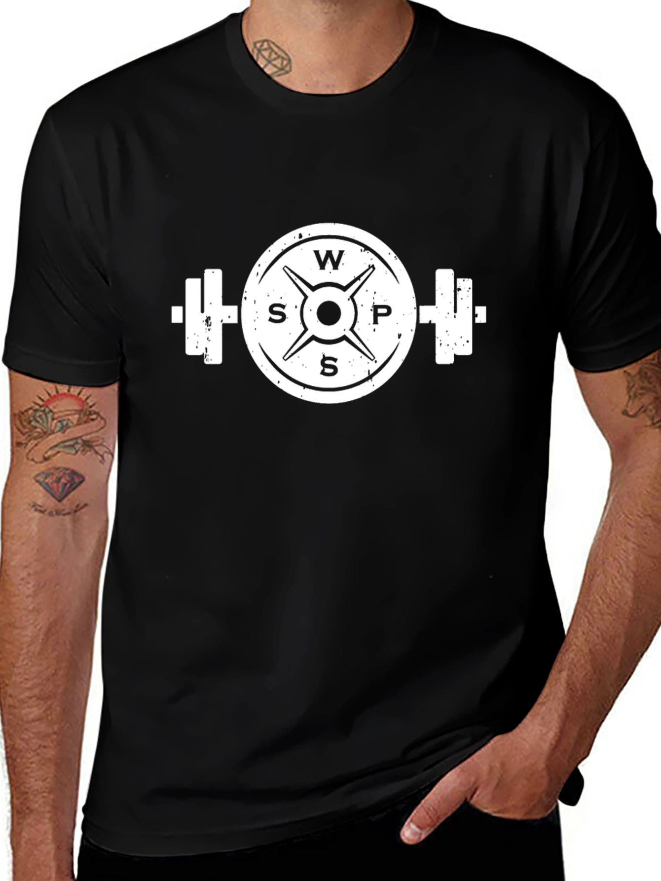 Workout T-Shirt: Weight Plate Barbell Design