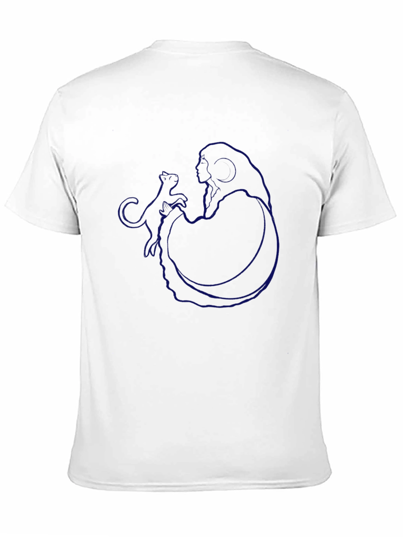 Modern Blue Graphic Print Black T-Shirt