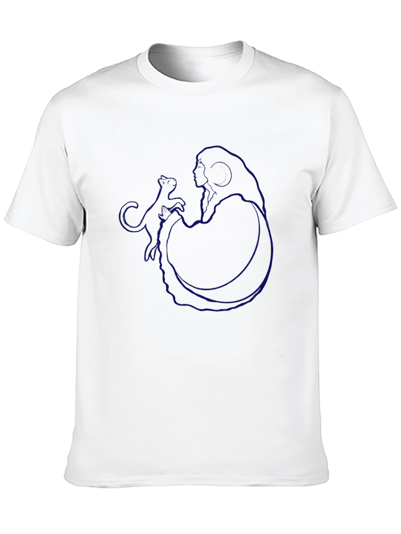 Modern Blue Graphic Print Black T-Shirt
