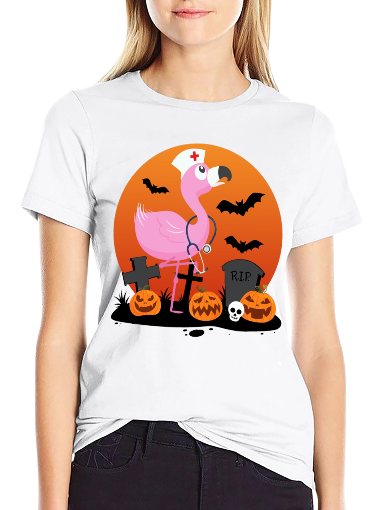 Halloween Flamingo Nurse T-Shirt