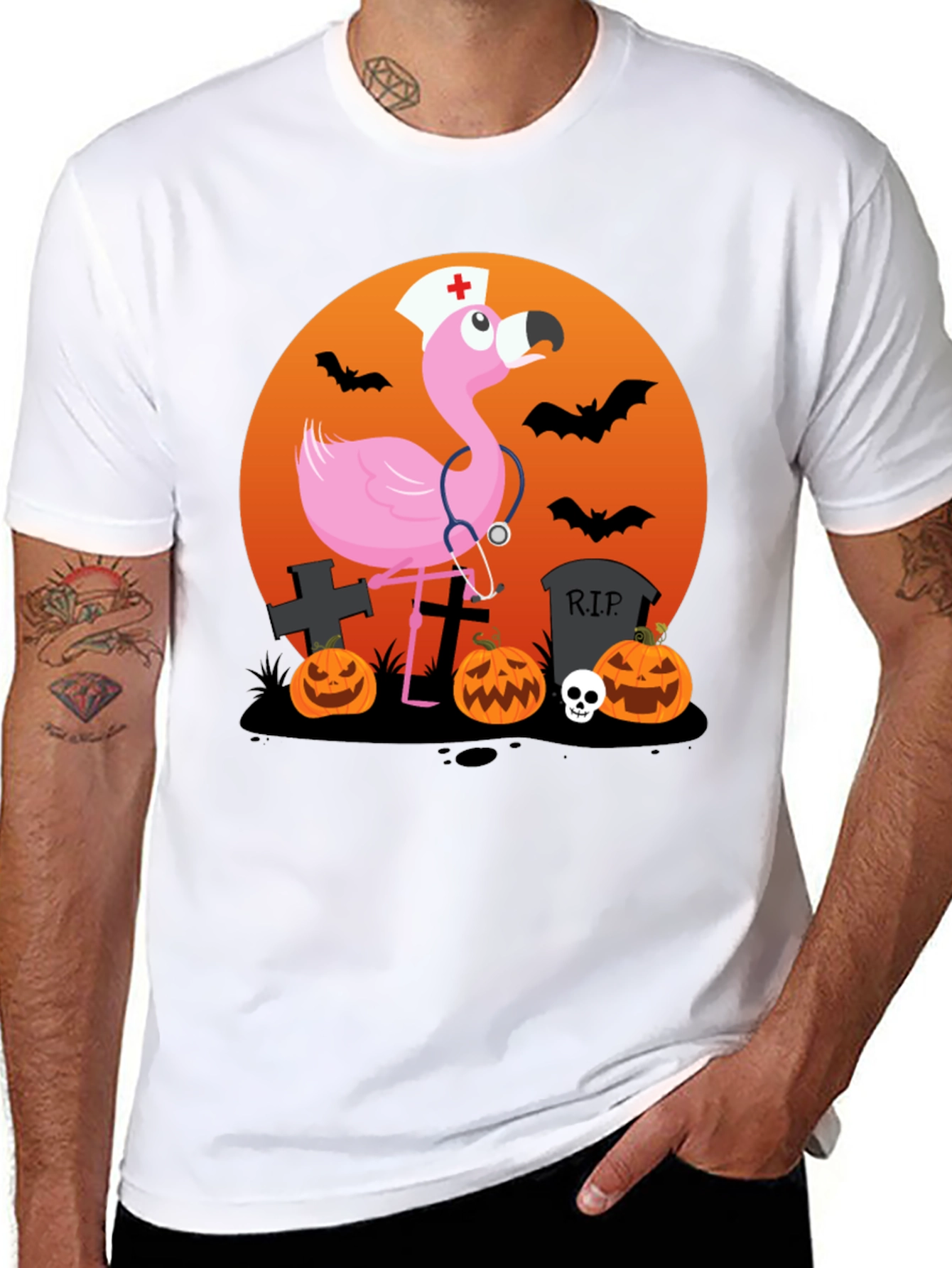 Halloween Flamingo Nurse T-Shirt