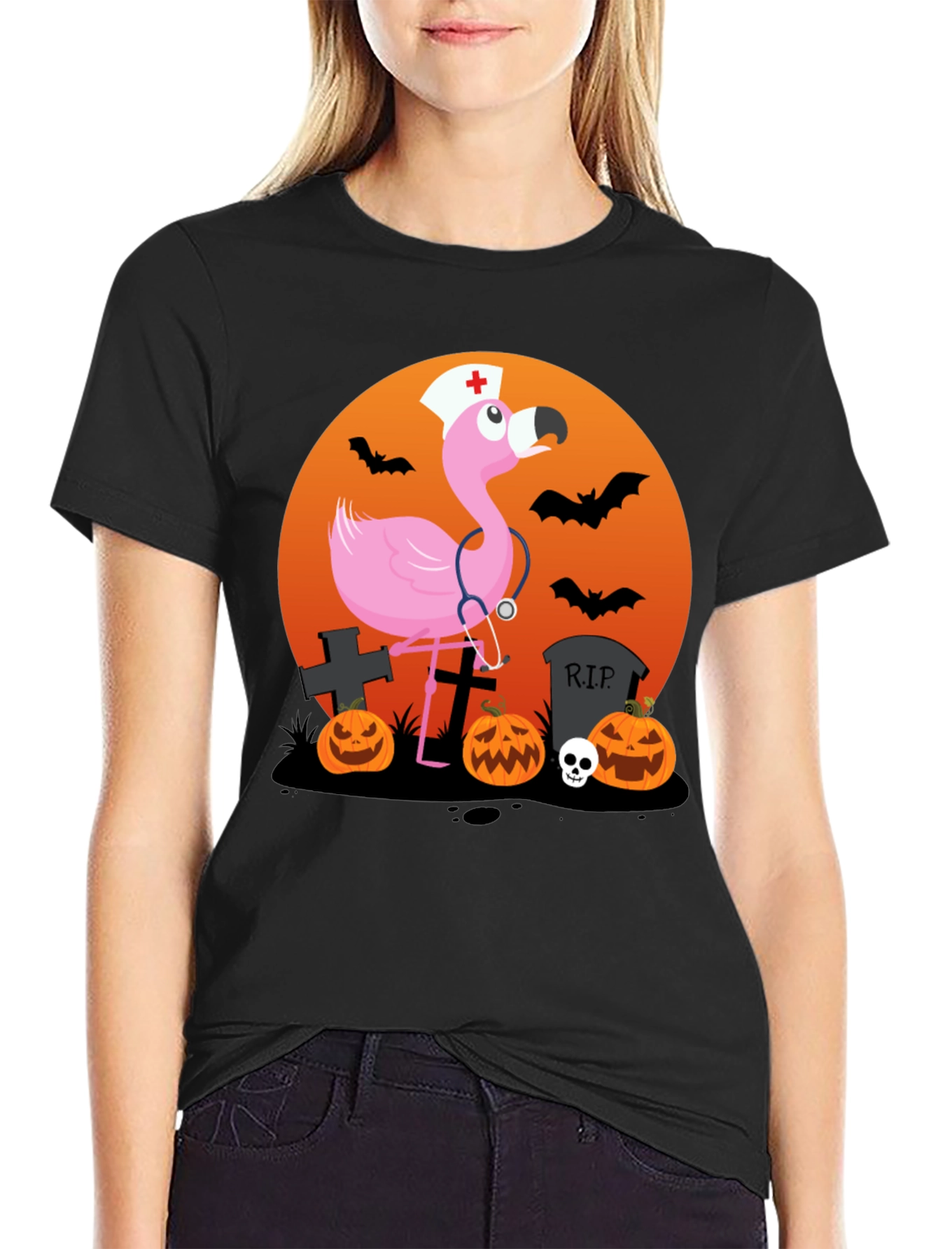 Halloween Flamingo Nurse T-Shirt