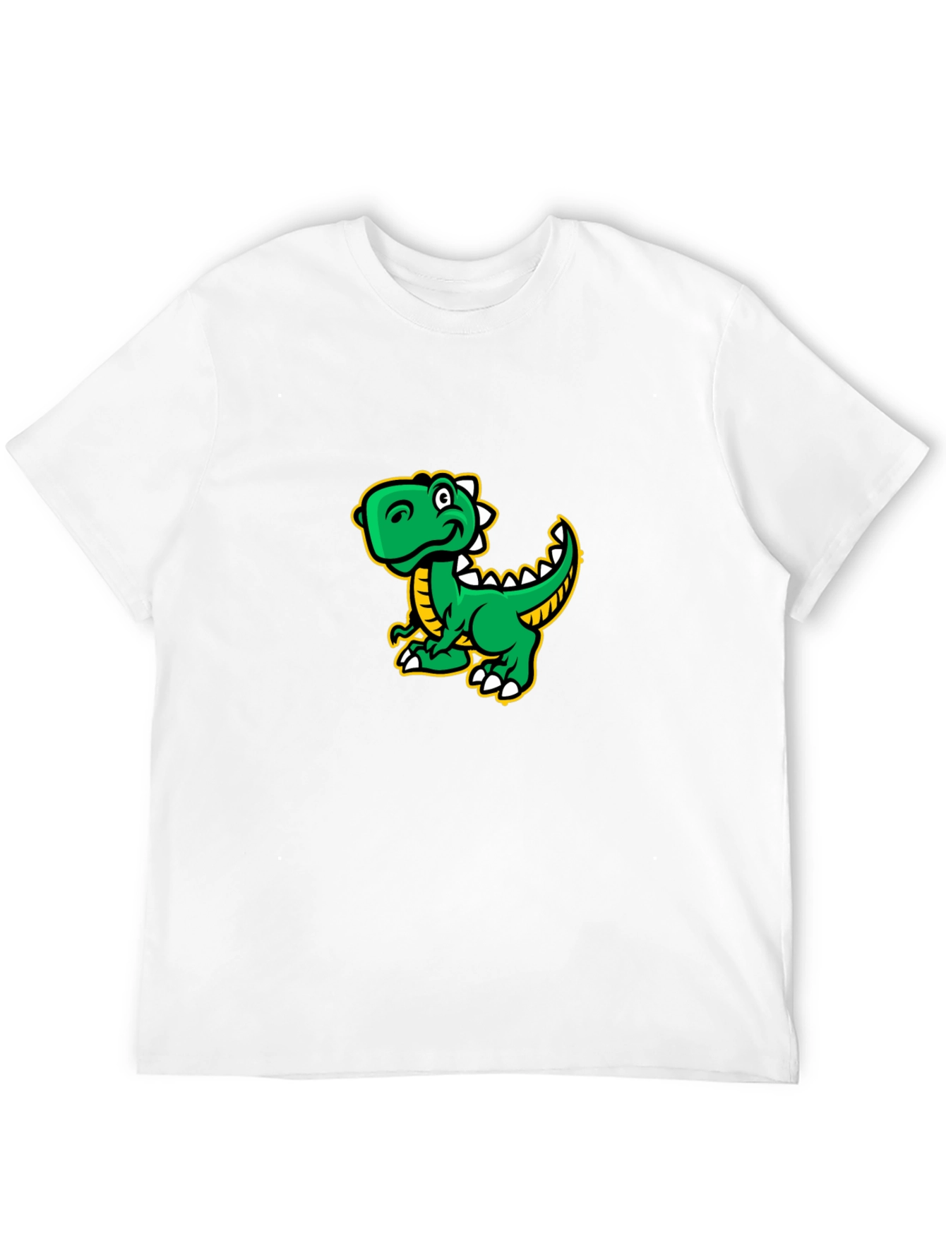 Cartoon Dinosaur Graphic Tee - Black Cotton T-Shirt