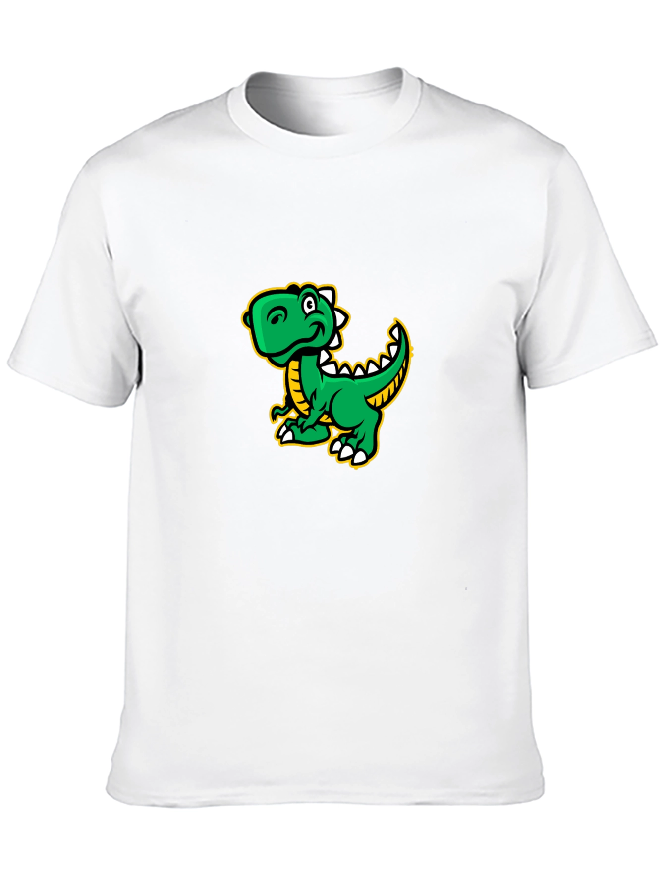 Cartoon Dinosaur Graphic Tee - Black Cotton T-Shirt