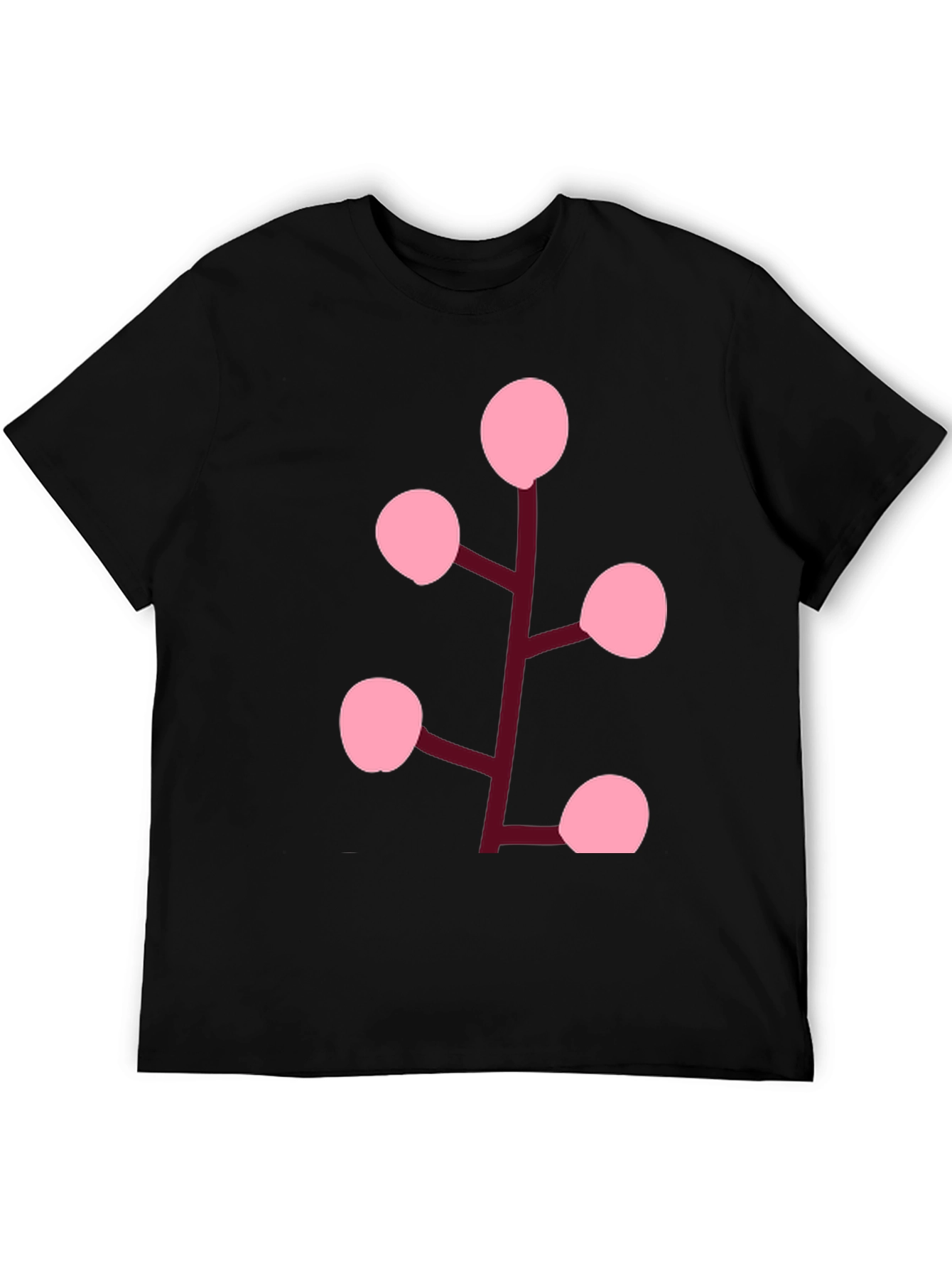 Pink Berry Branch Black T-Shirt