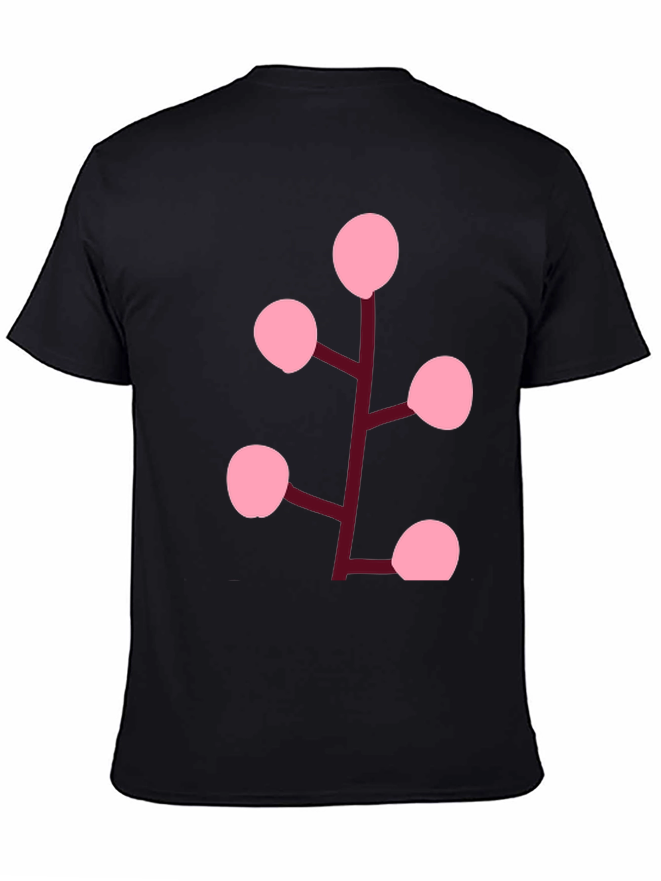 Pink Berry Branch Black T-Shirt