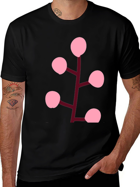 Pink Berry Branch Black T-Shirt