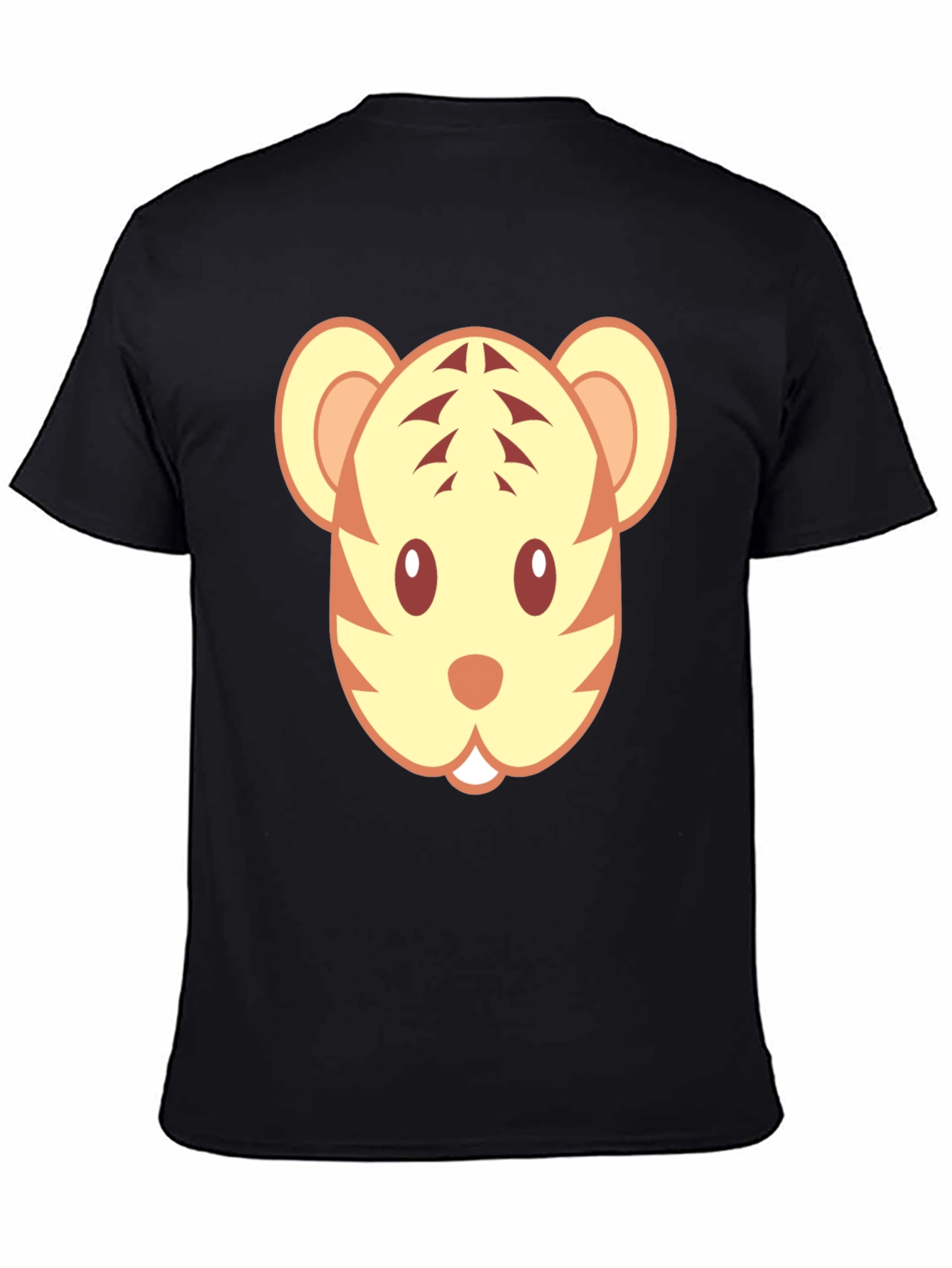 Cute Tiger Face Graphic Black T-Shirt