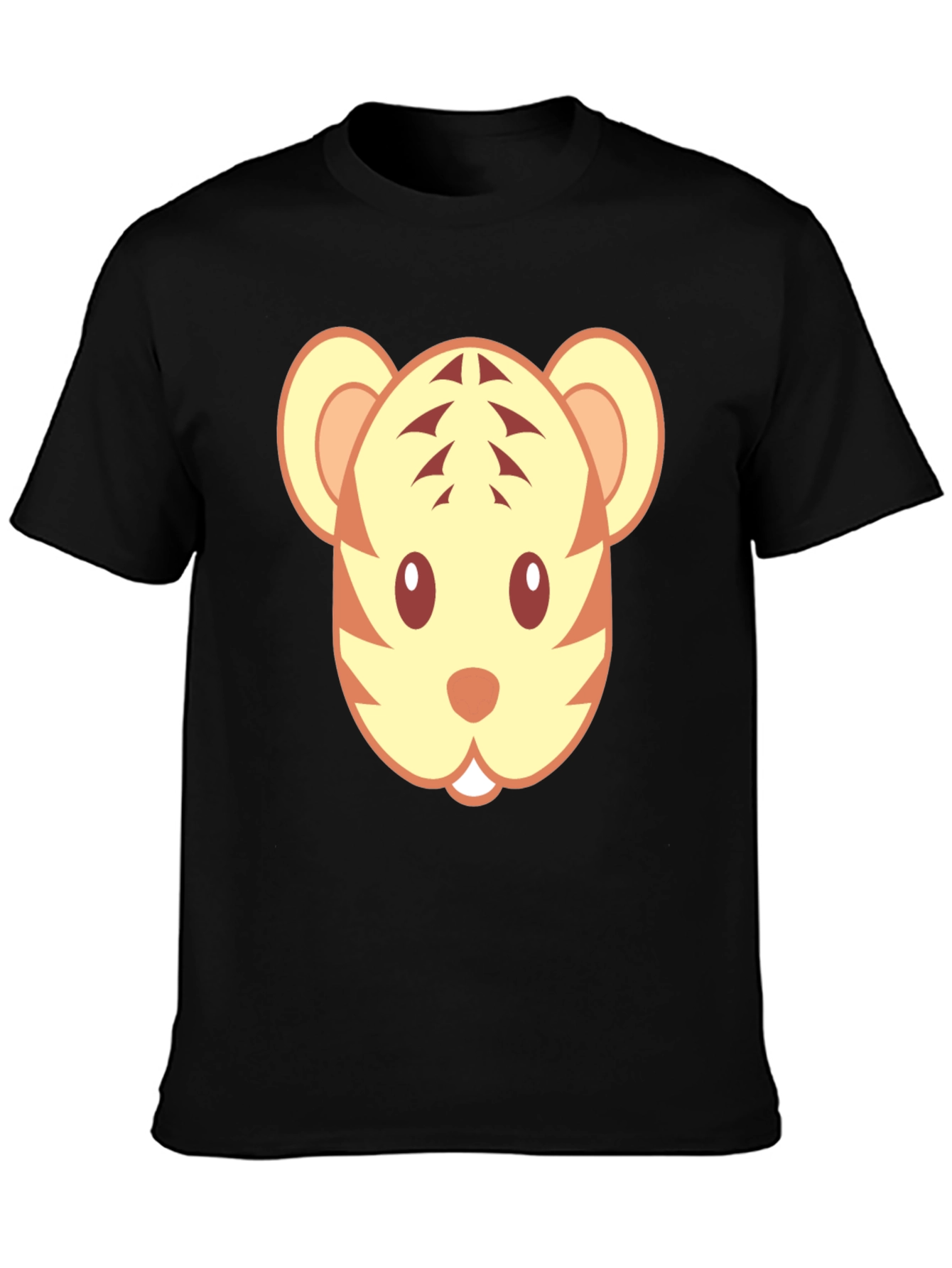 Cute Tiger Face Graphic Black T-Shirt