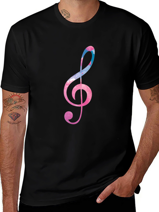 Music Lovers Tee: Colorful Treble Clef Graphic