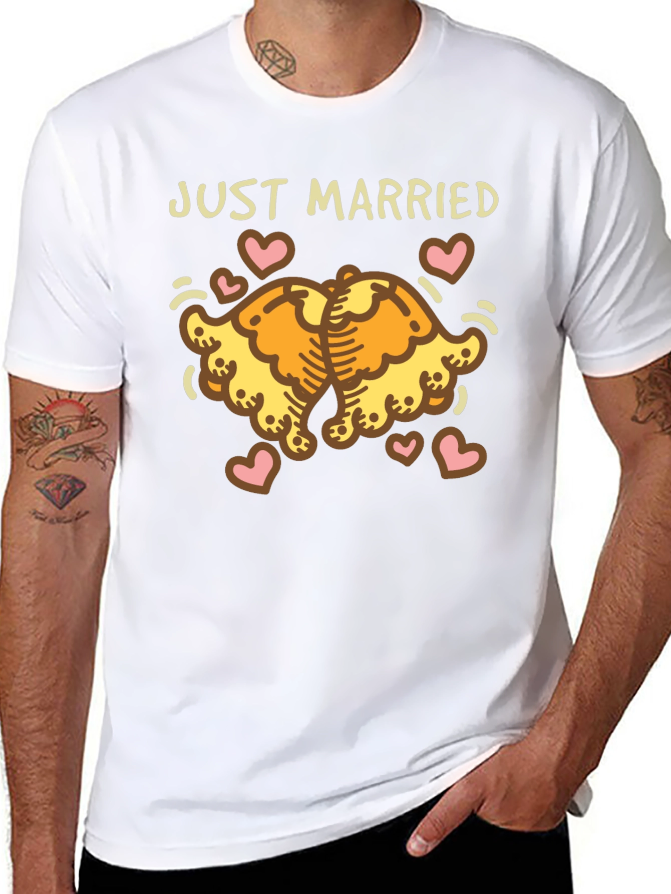 Just Married Cartoon Bear Couple T-Shirt