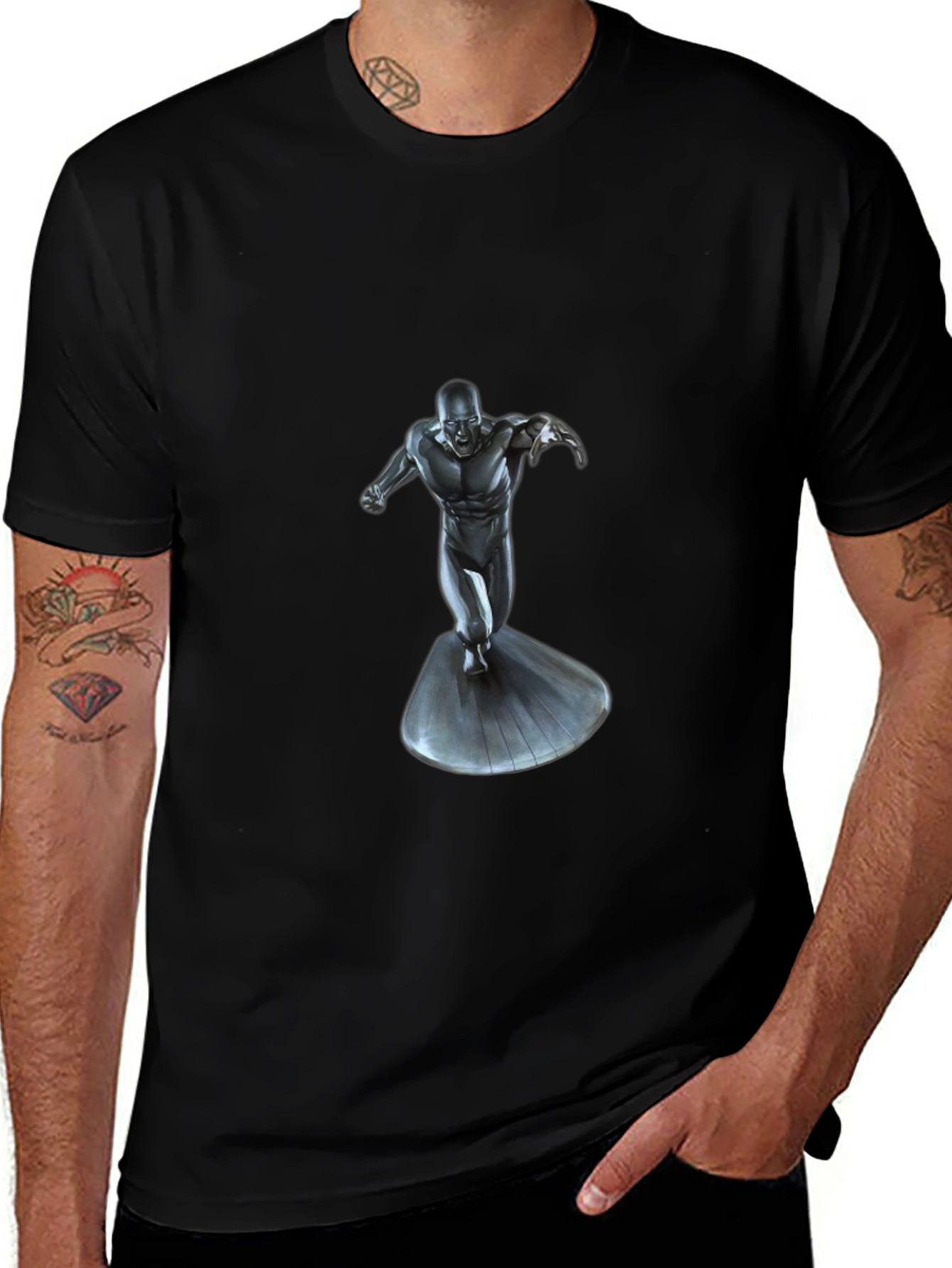 Silver Surfer Graphic Black T-Shirt