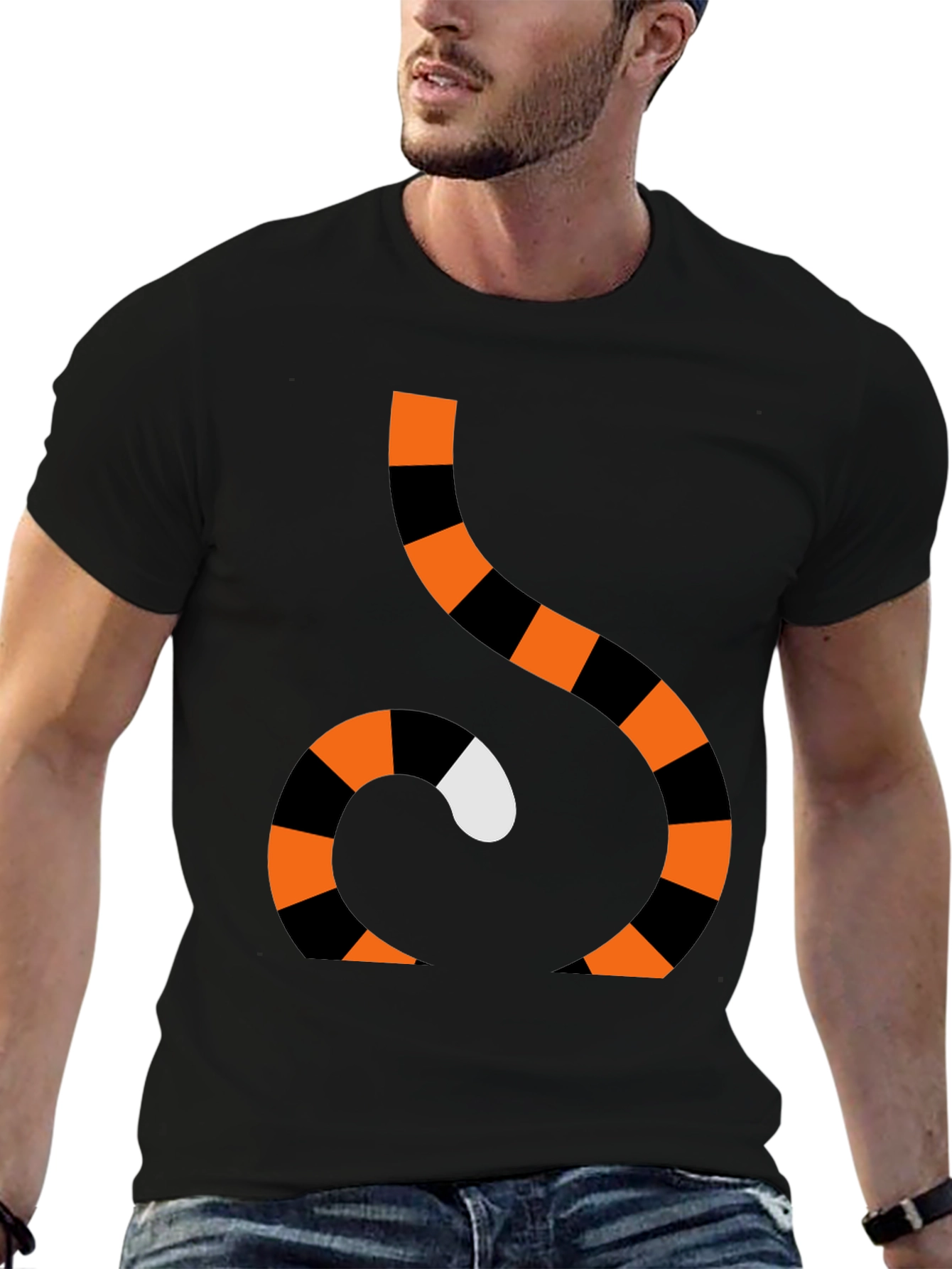 Striped Snake Tail Graphic Tee - Halloween Costume Shirt